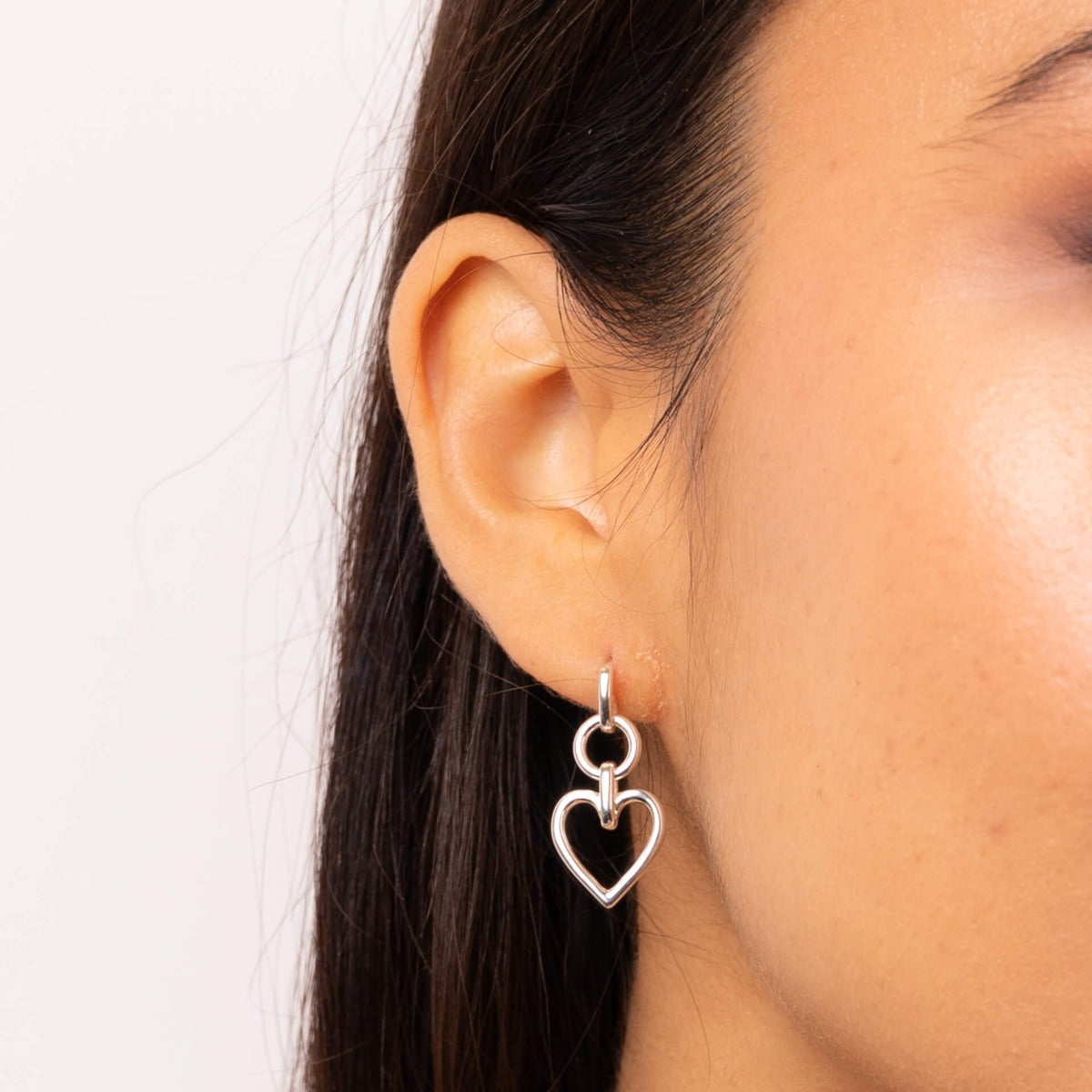 Open Heart Drop Earrings