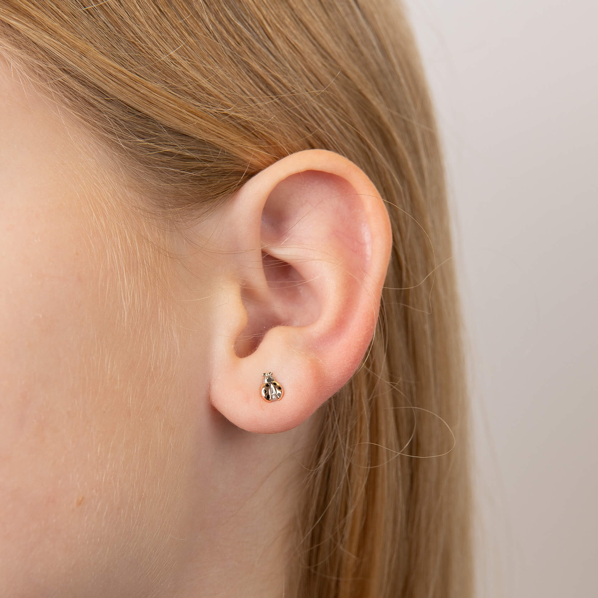 Ladybird Stud Earrings with Diamond