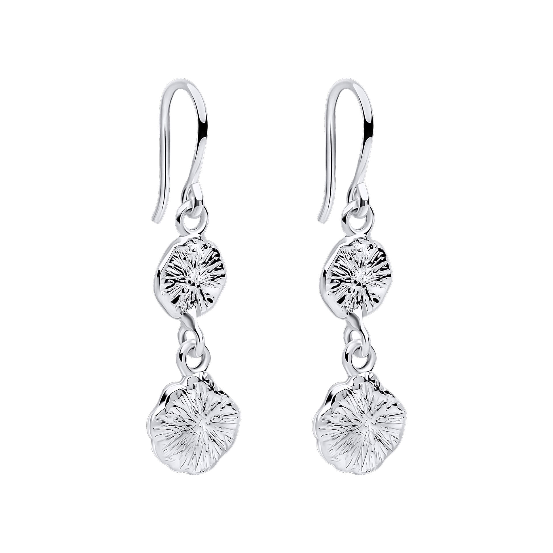 Spray Textured Discs Drop Earrings