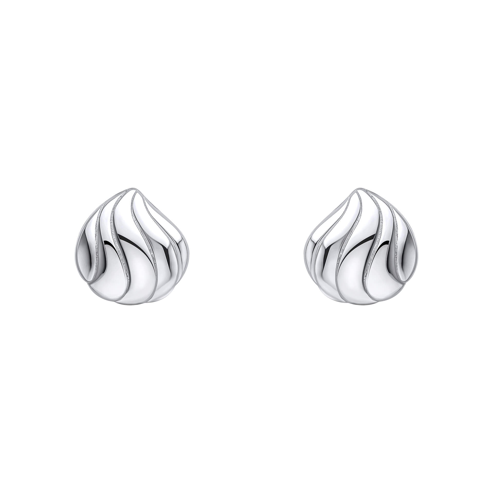 Organic Wave Teardrop Stud Earrings
