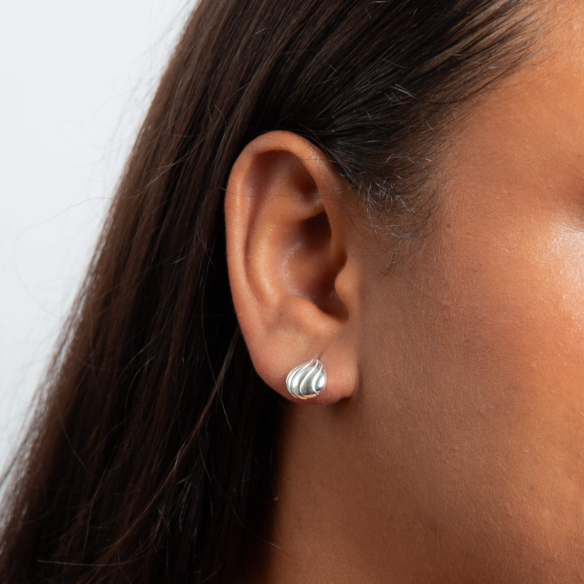 Organic Wave Teardrop Stud Earrings