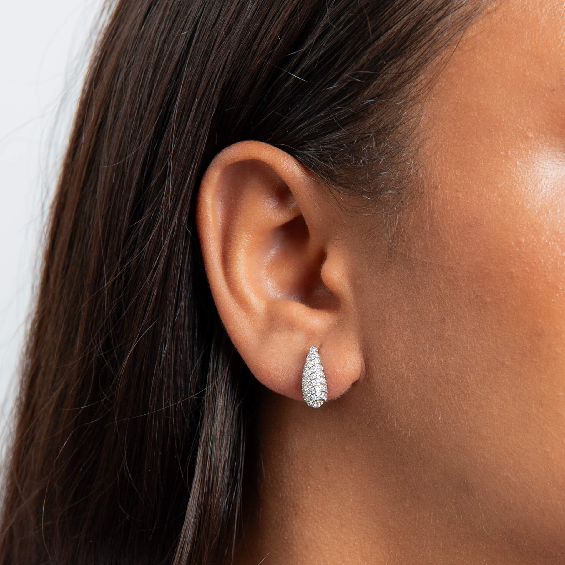 Channel Set Droplet Stud Earrings