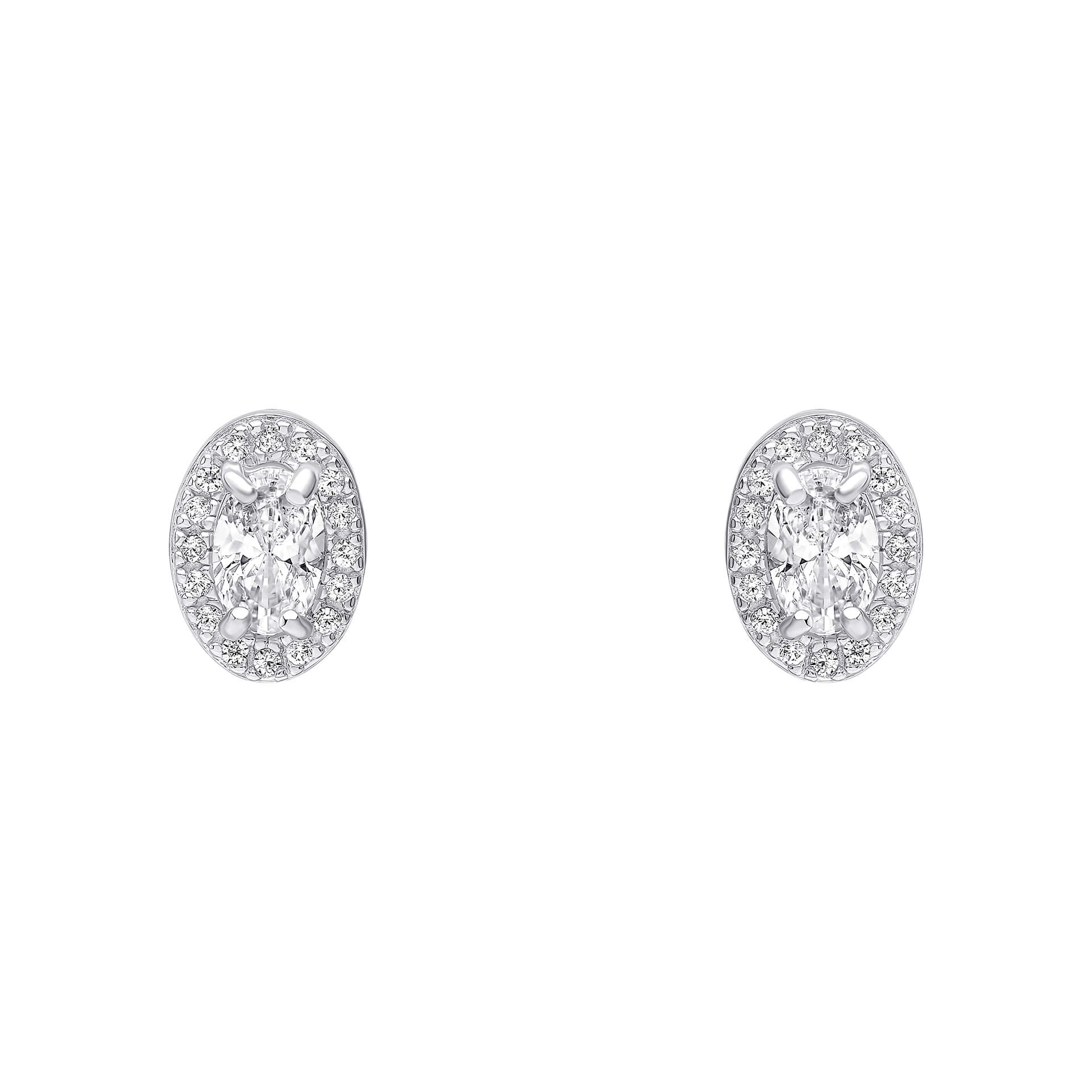 Oval Halo Stud Earrings