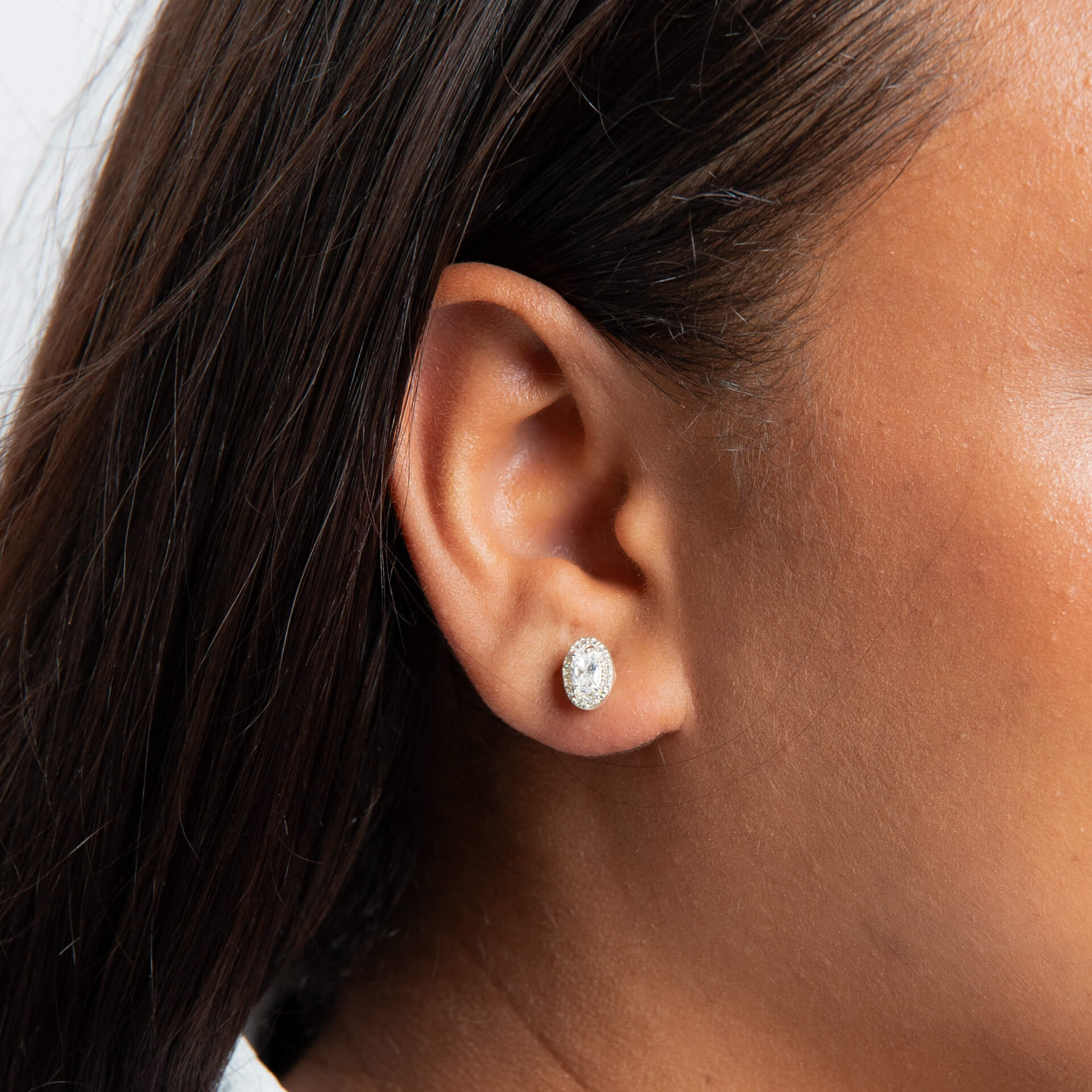 Oval Halo Stud Earrings