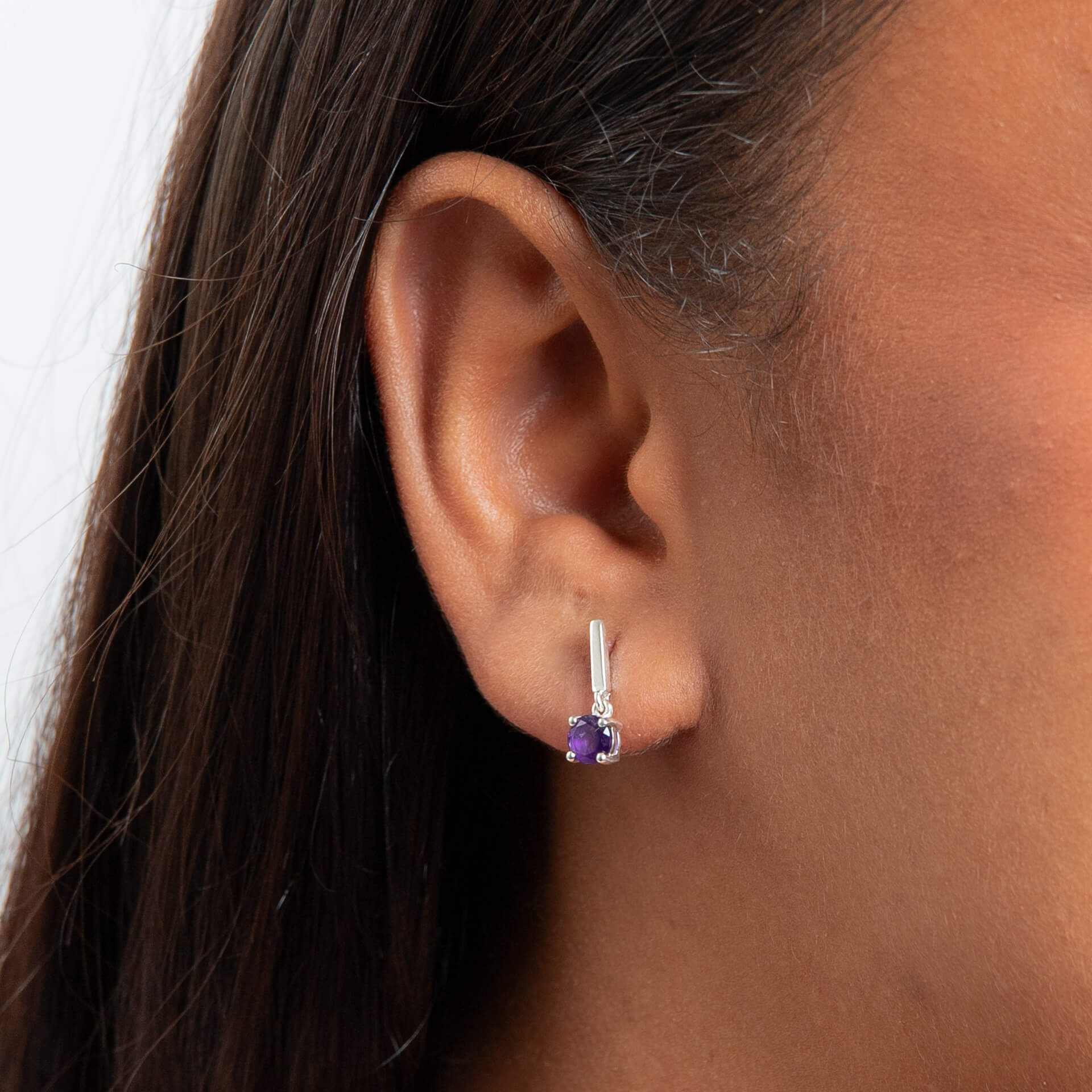Round Semi Precious Drop Stud Earrings