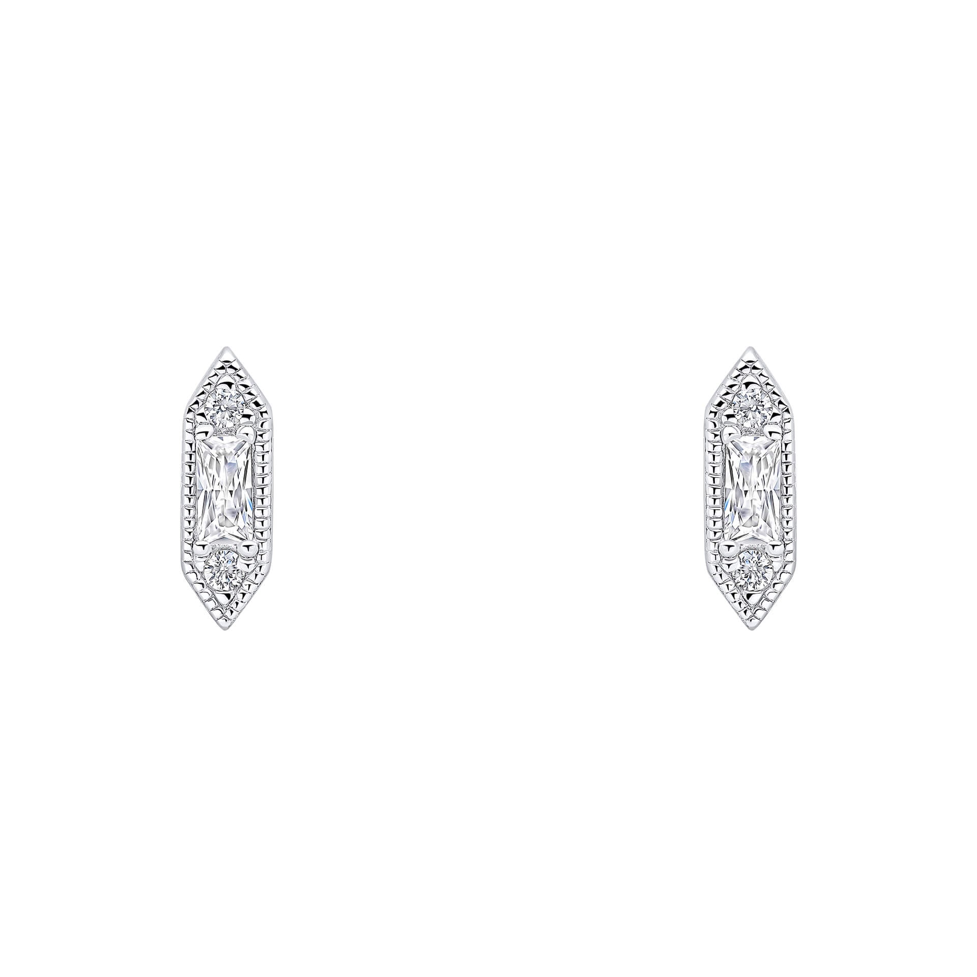 Elongated Hexagon Stud Earrings