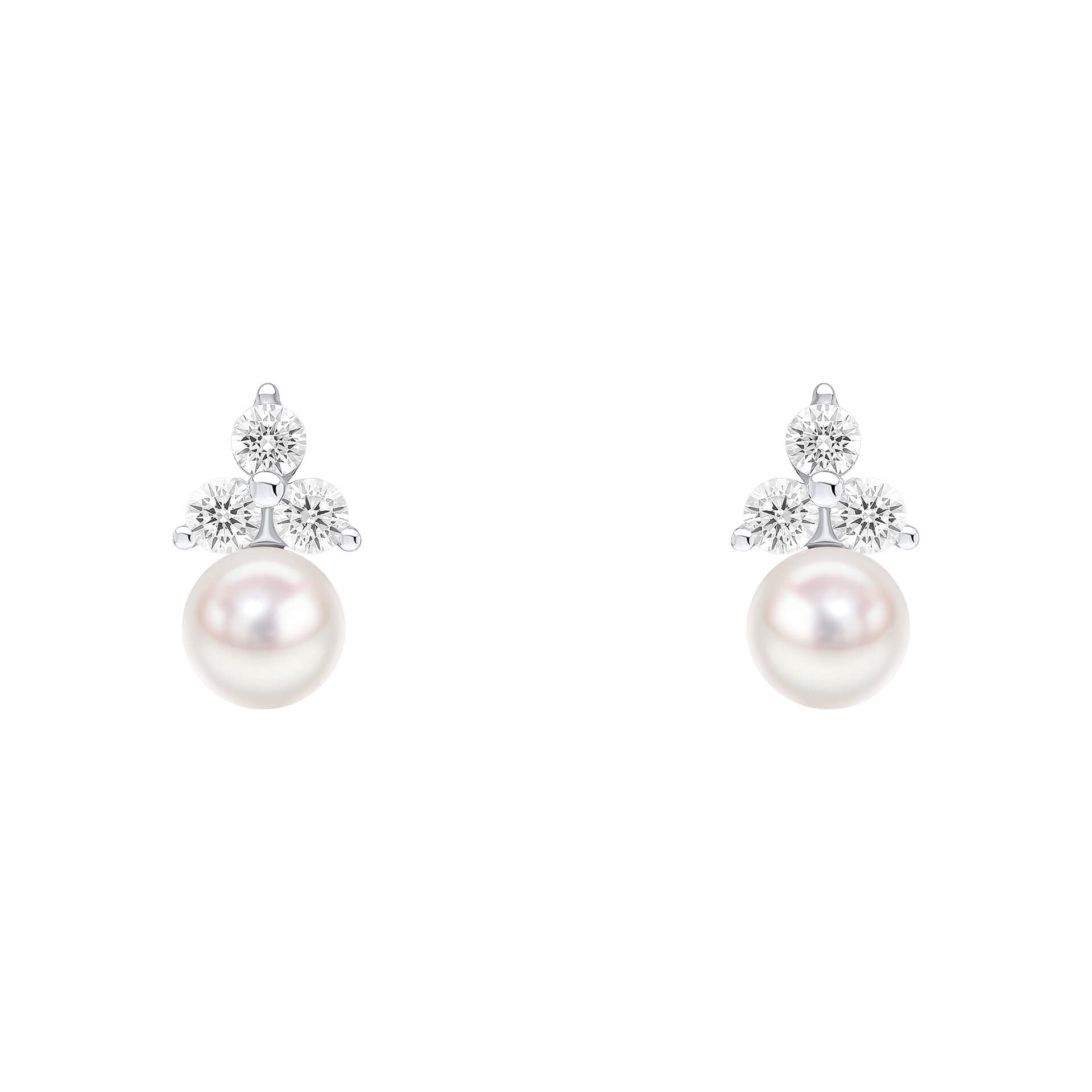 Shell Pearl Stud Earrings with Cubic Zirconia