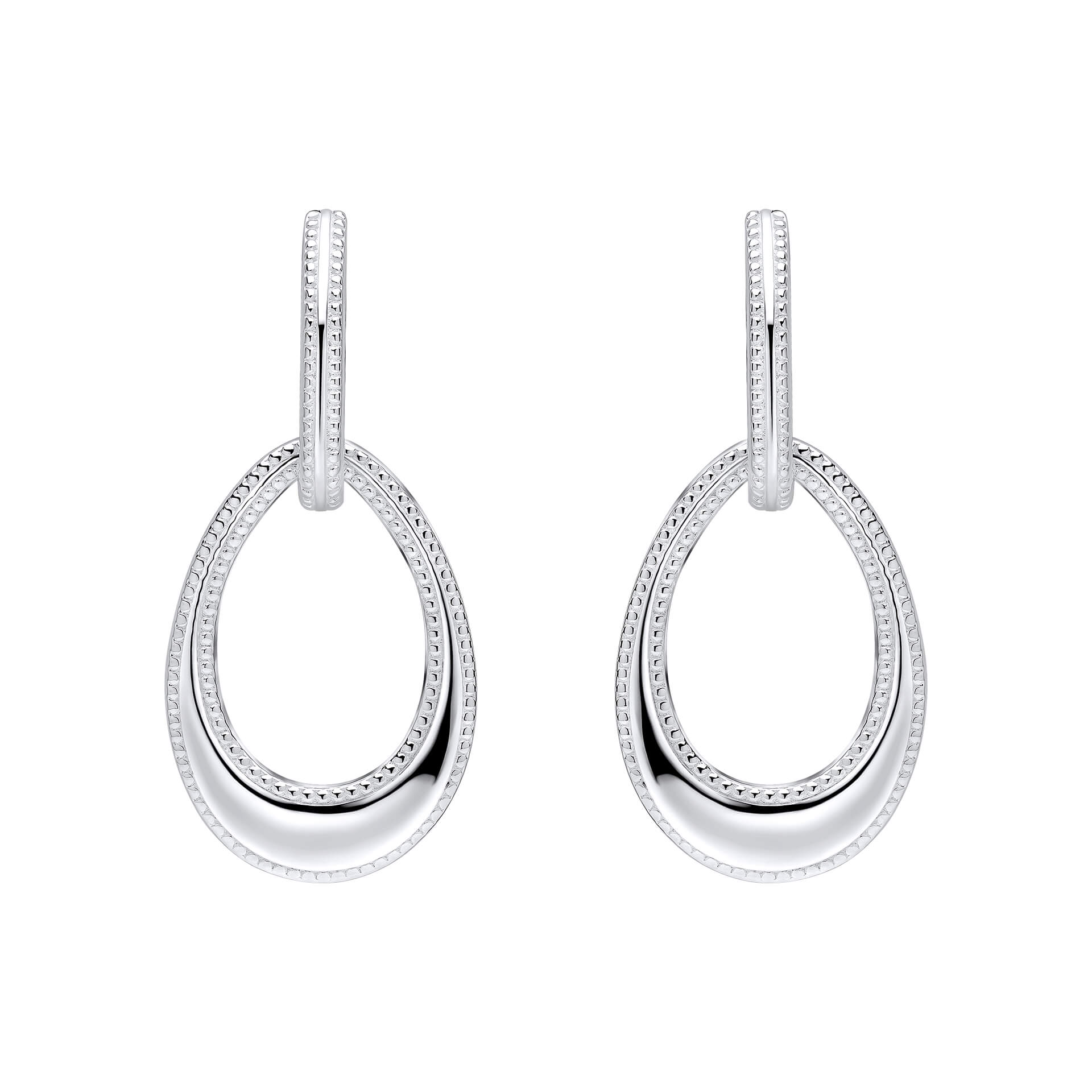 Open Teardrop Earrings with Millegrain Edge