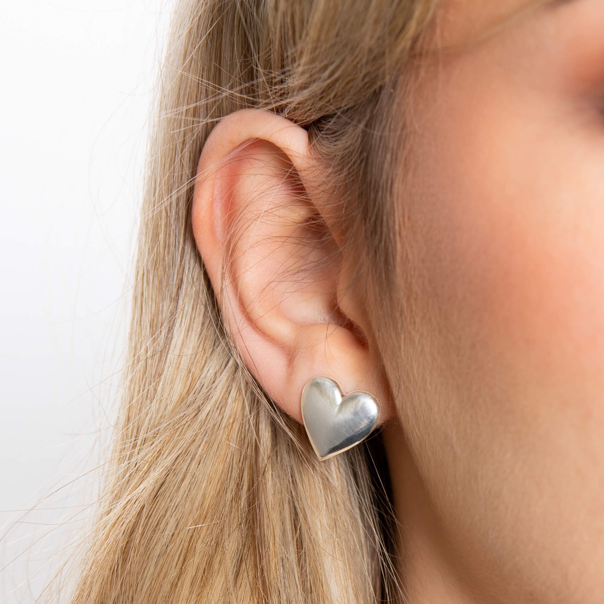 Polished Heart Stud Earrings