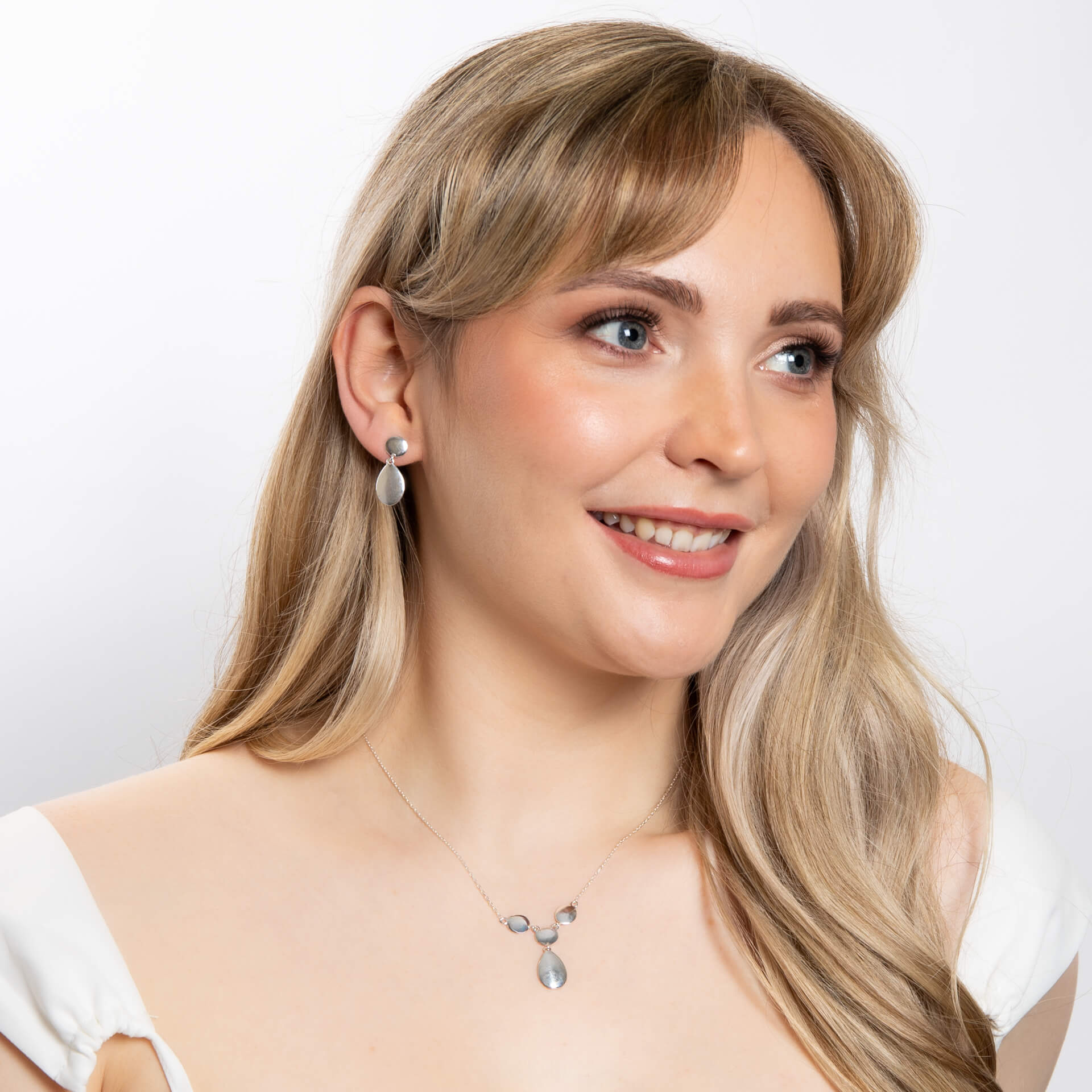 Organic Pebble Double Drop Earrings