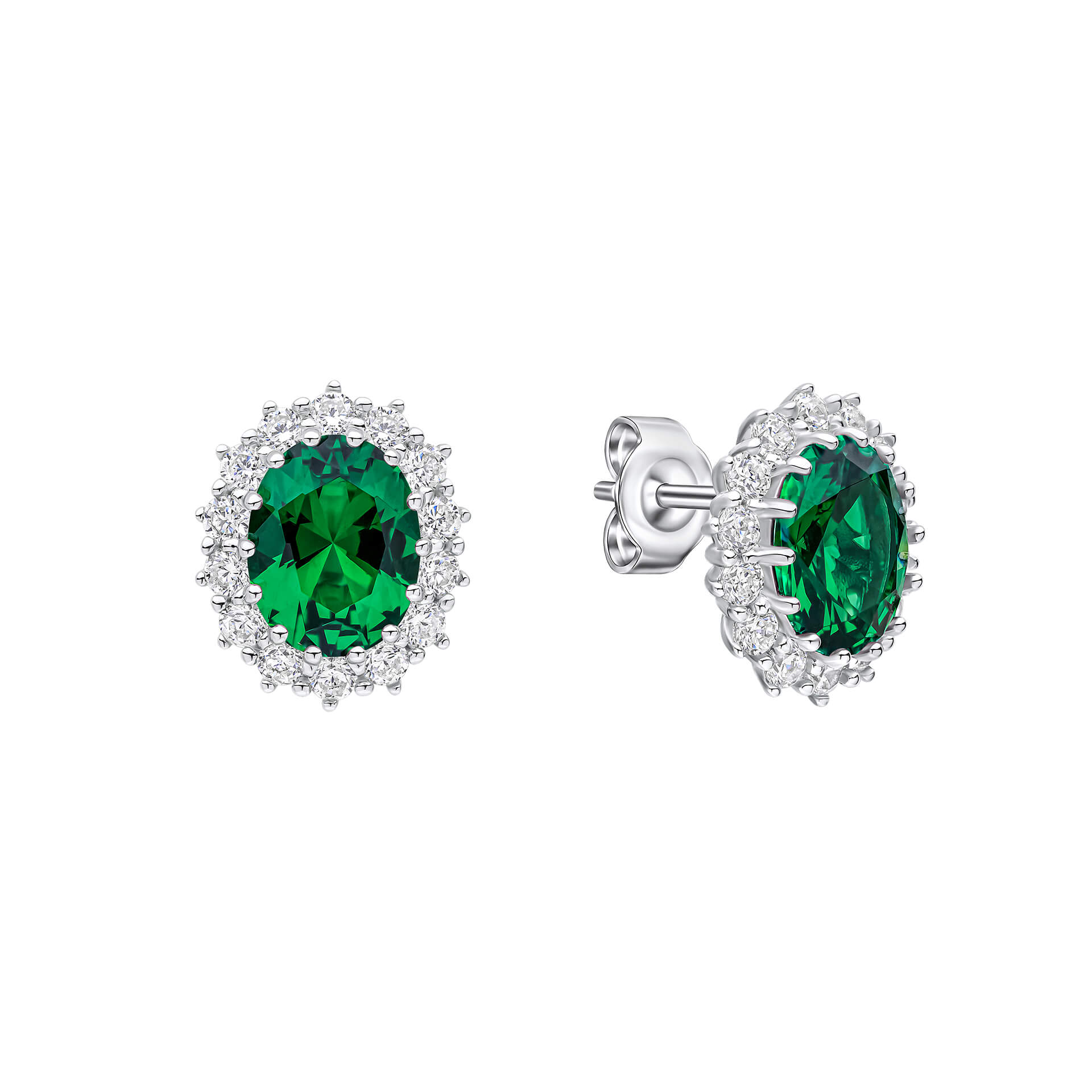 Oval Stud Earrings with Surround