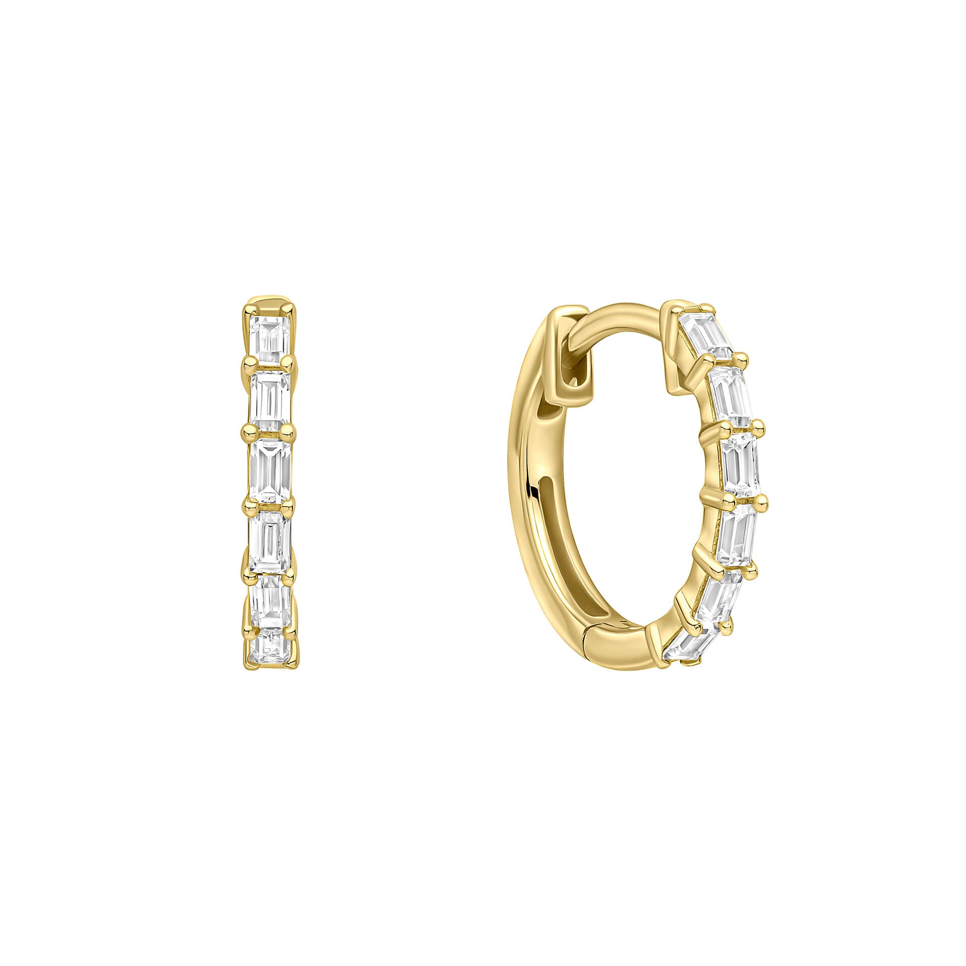 Baguette Zirconia Hoop Earrings