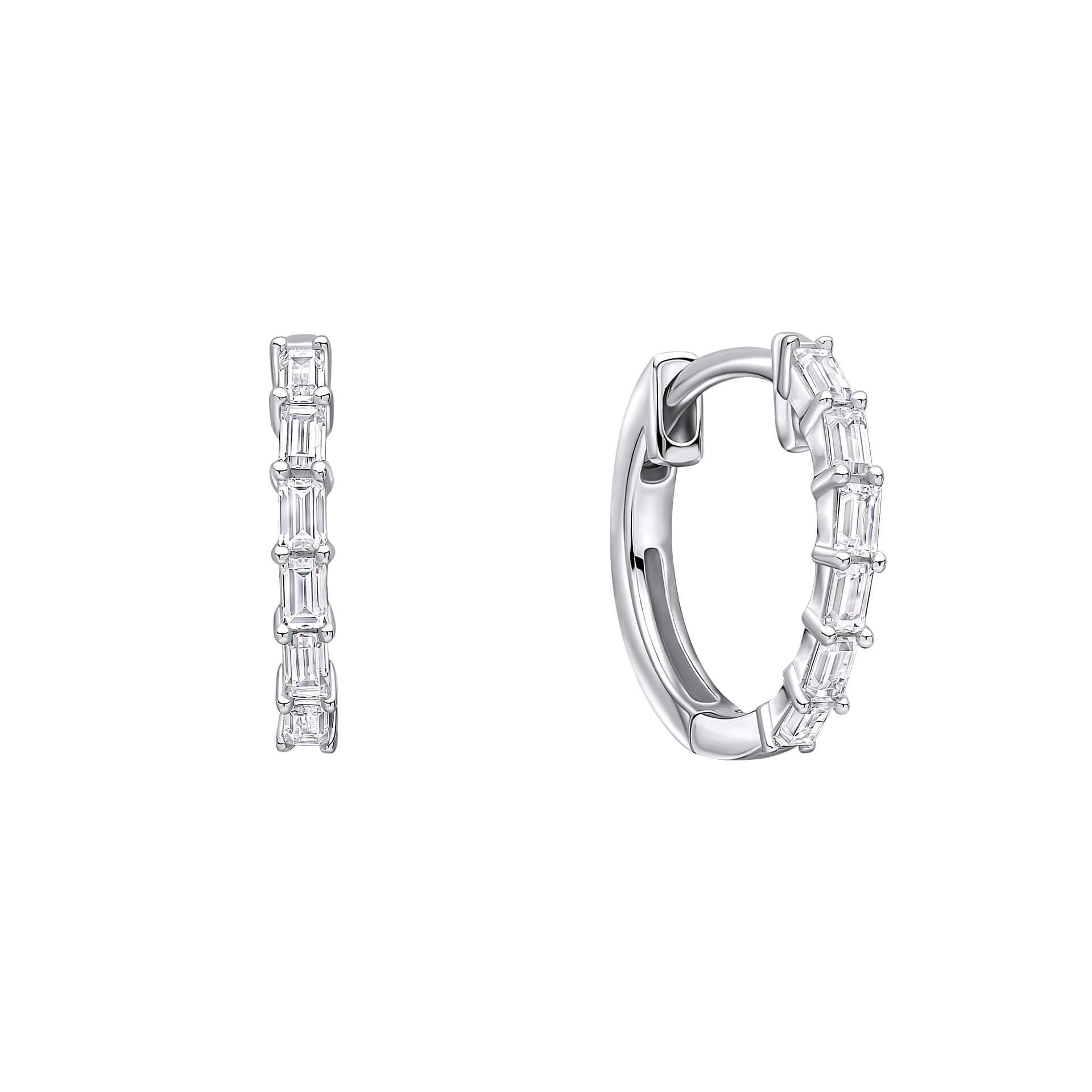 Baguette Zirconia Hoop Earrings