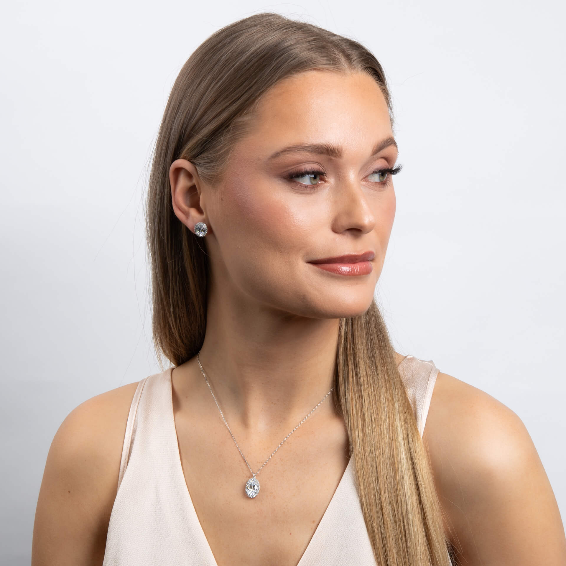 Oval Halo Stud Earrings