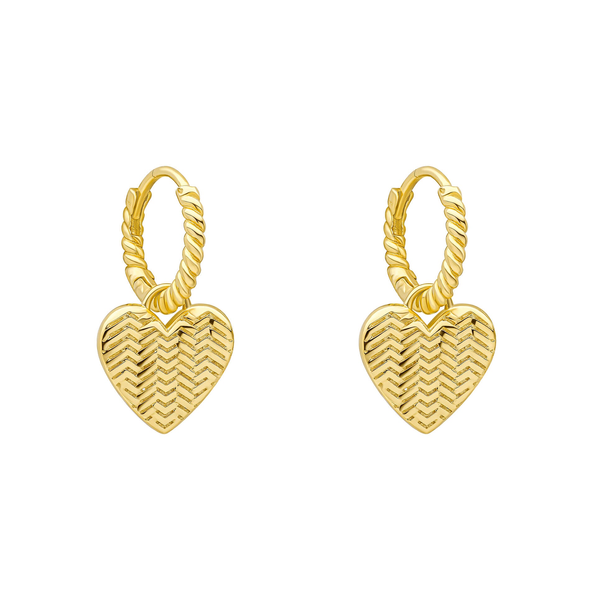 Picnic Basket Weave Heart Hoop Earrings