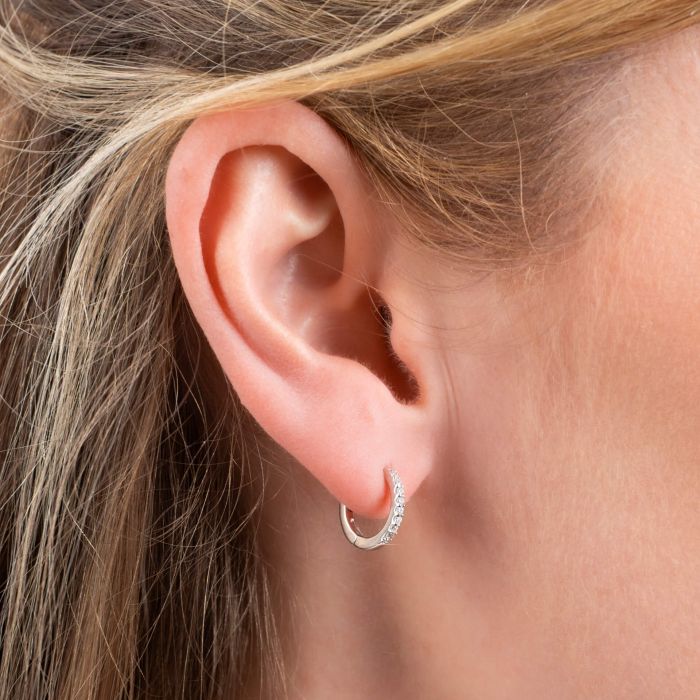 Medium Claw Set Zirconia Hoop Earrings
