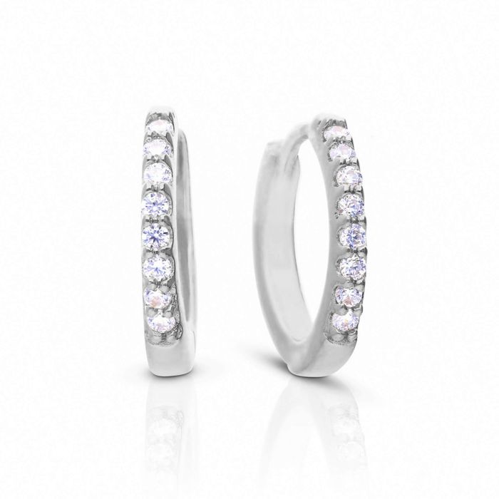 Claw Set Half Eternity Hoop Earrings