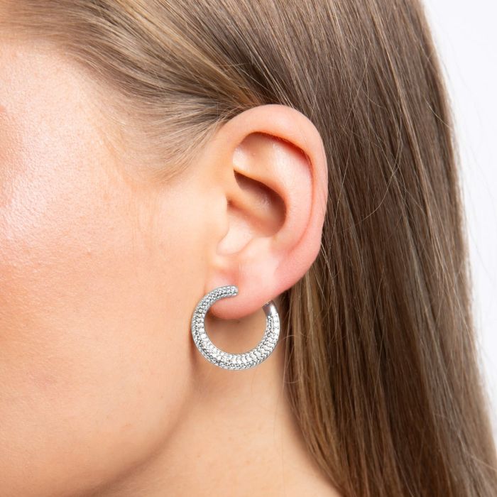 Pave Swirl Open Circle Earrings
