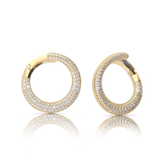 Pave Swirl Open Circle Earrings