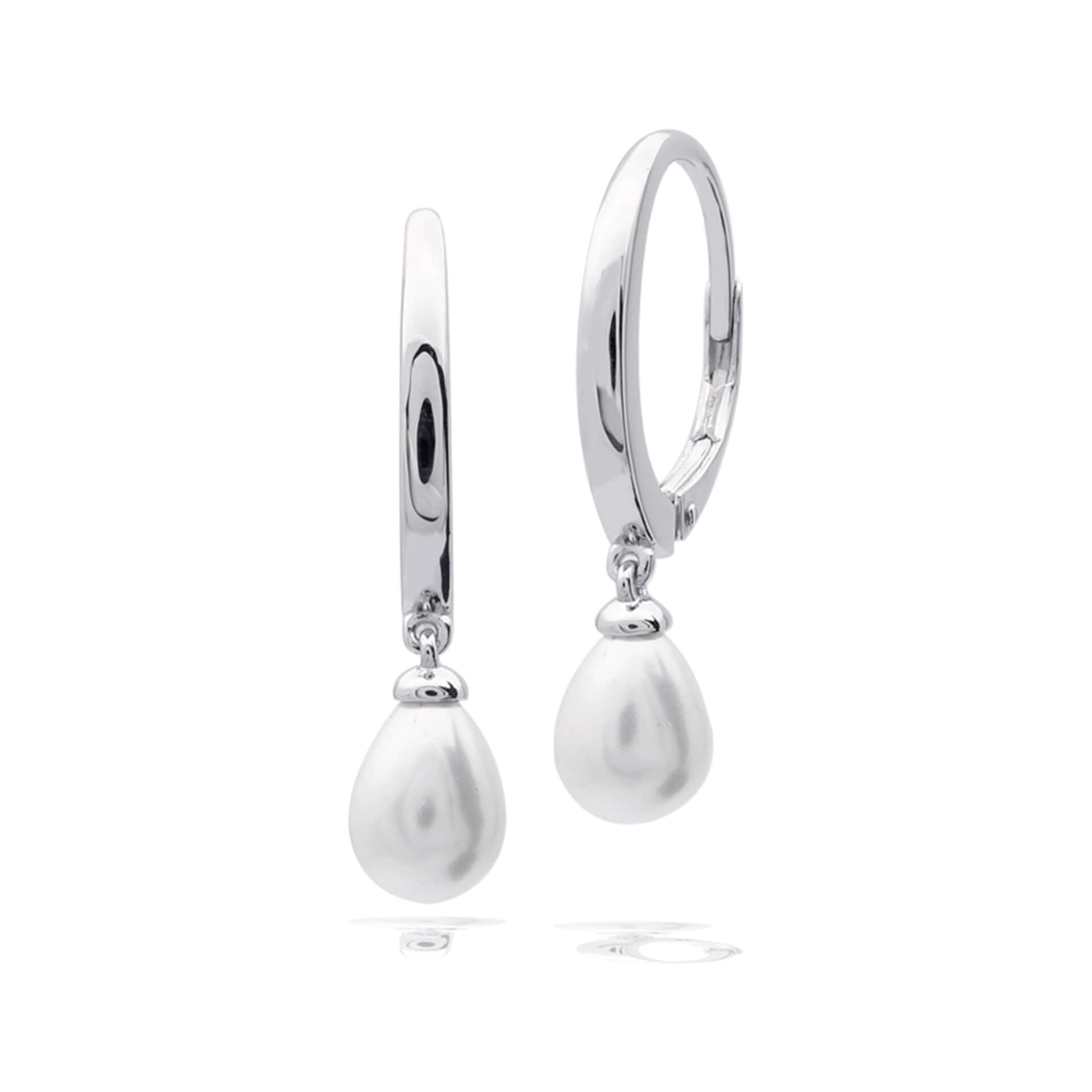 Shell Pearl Teardrop Hoop Earrings