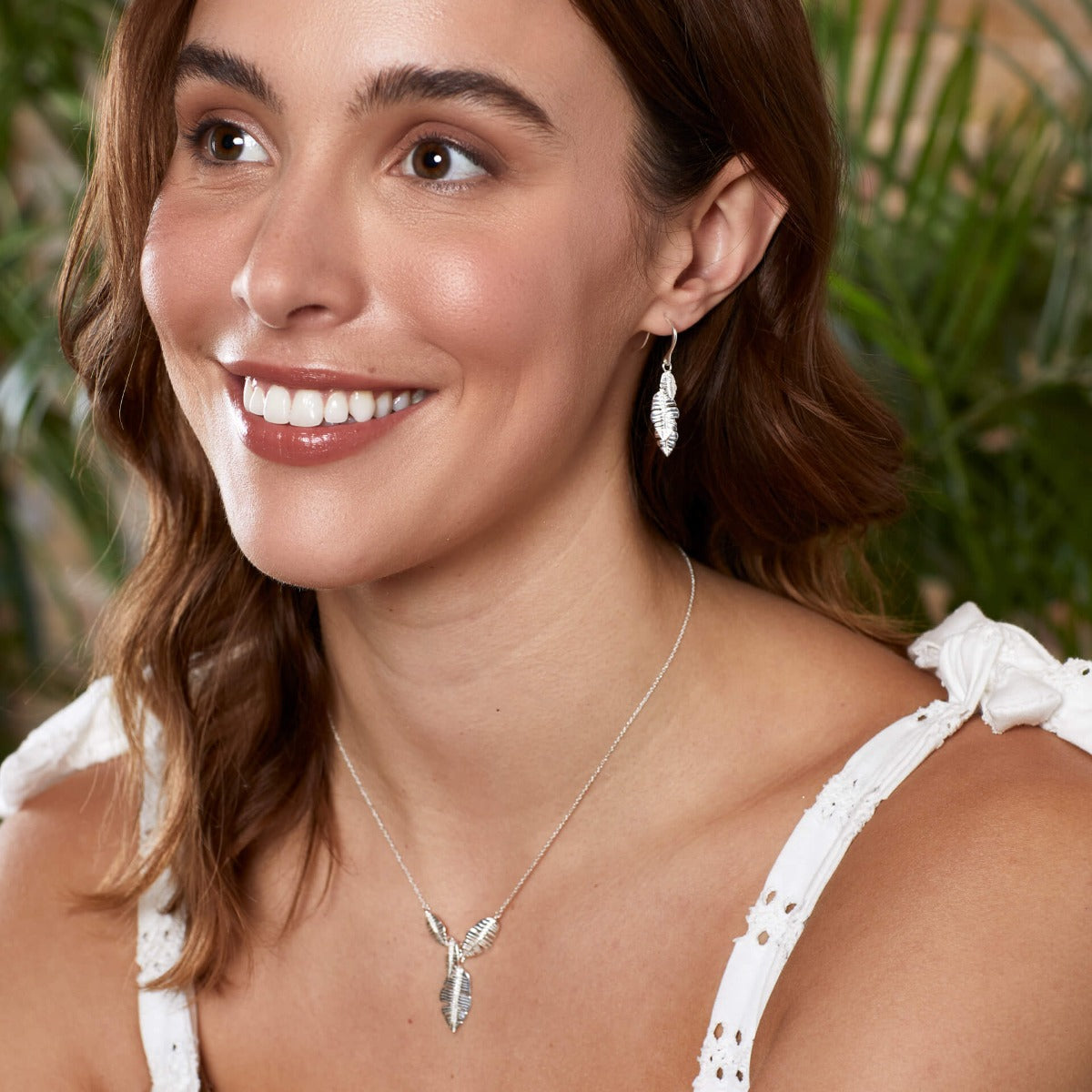 Multi Leaf Drop Necklace