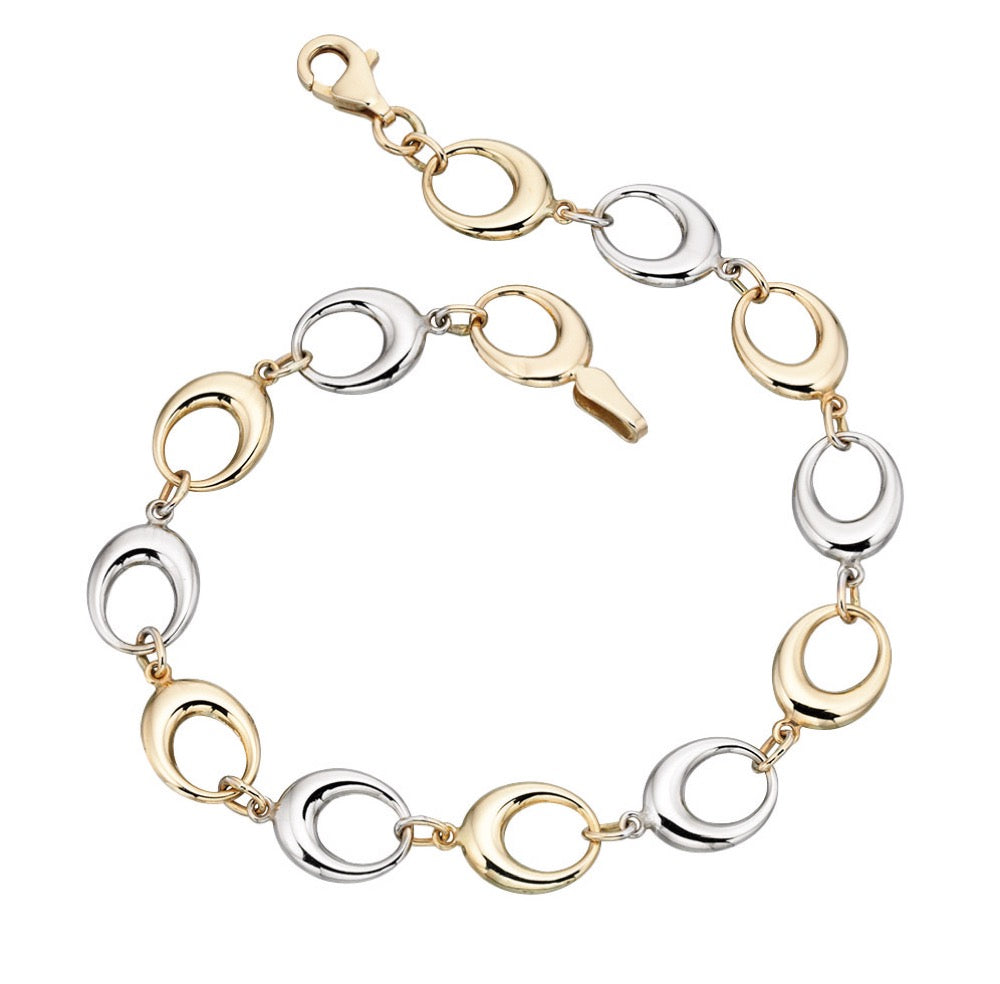 9ct Mixed Gold Oval Link Bracelet