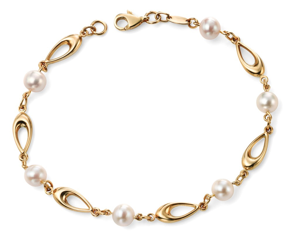 Freshwater Pearl and Oval Link Bracelet