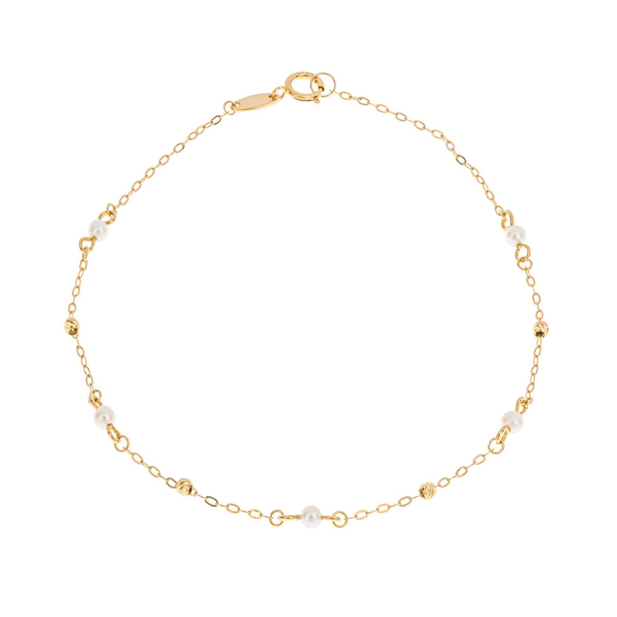 Trace Chain Station Bracelet with Freshwater Pearls