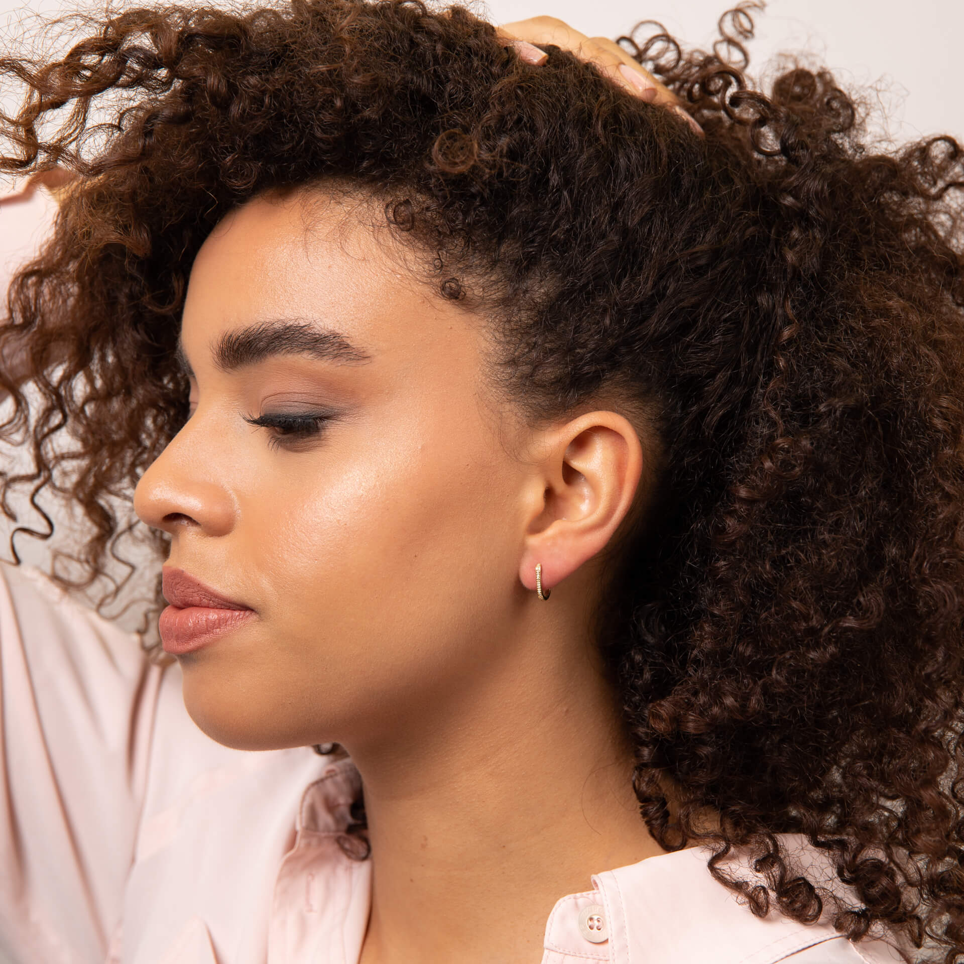 U Shape Pave Diamond Hoop Earrings