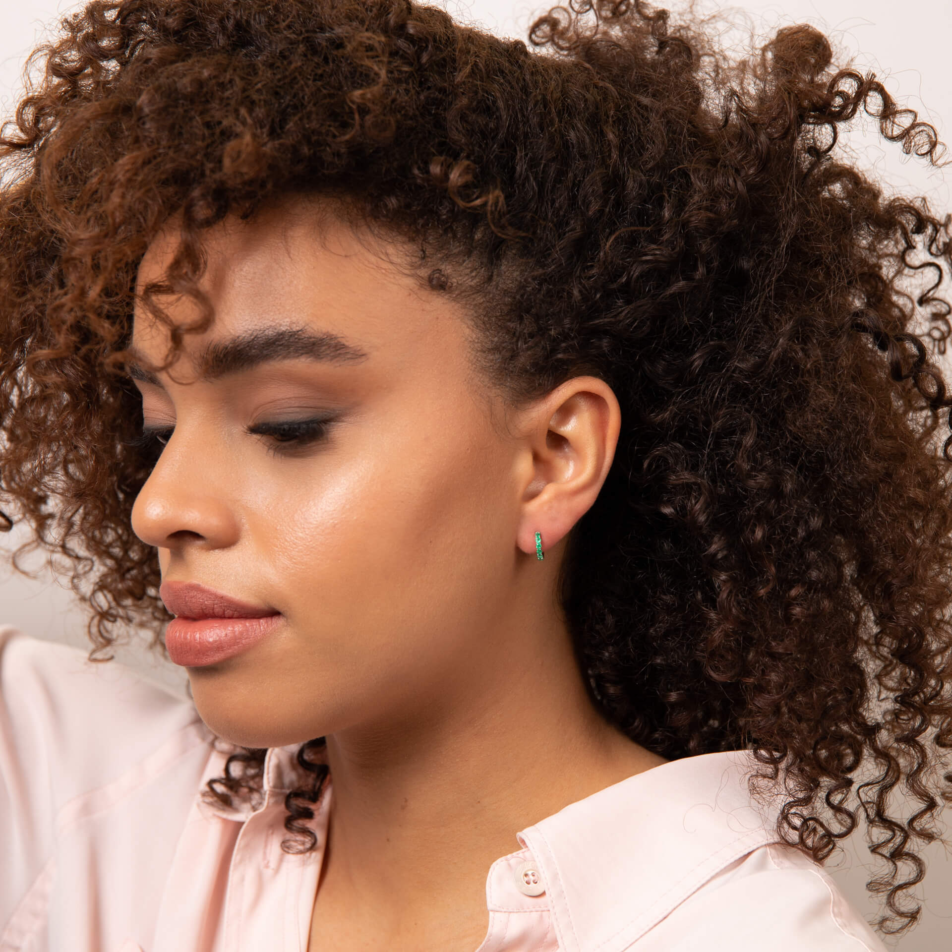 Precious Stone Hoop Earrings