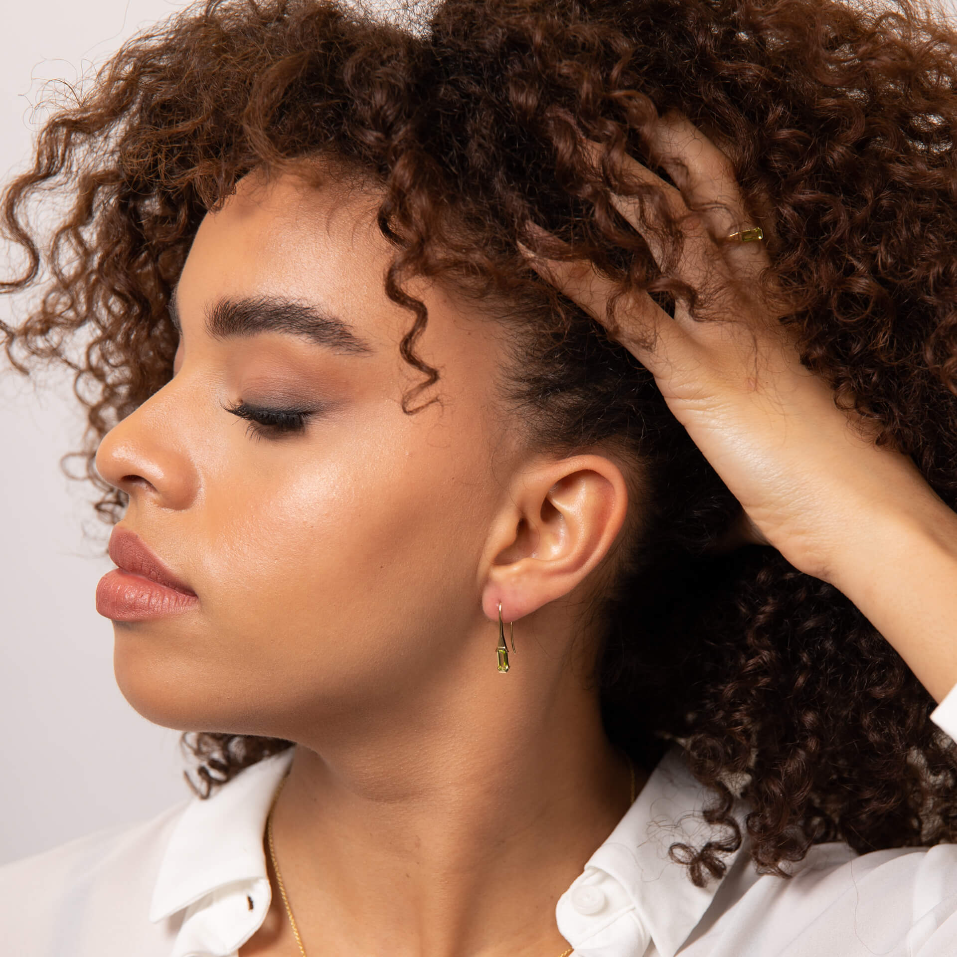 Elongated Semi-Precious Hook Earrings