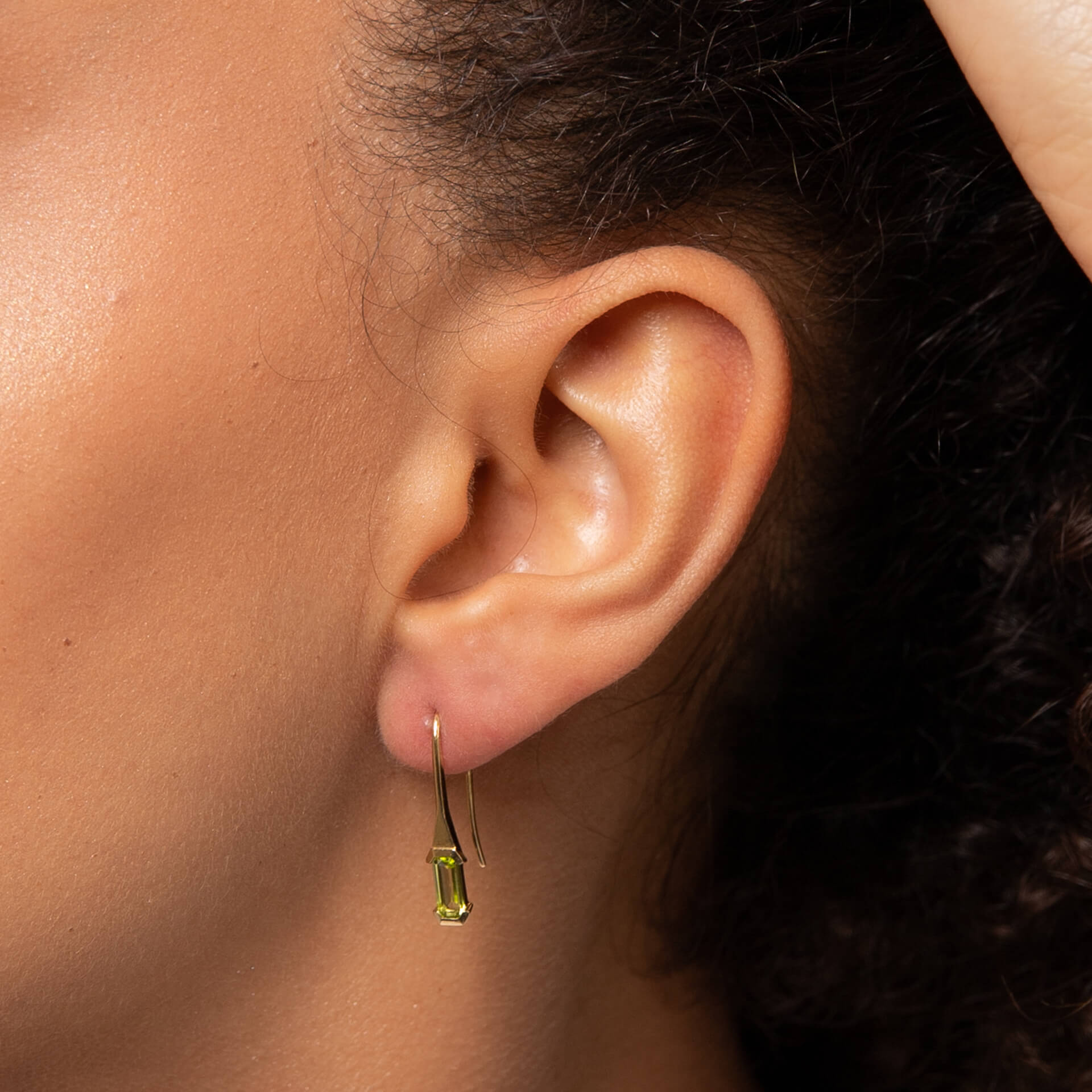 Elongated Semi-Precious Hook Earrings