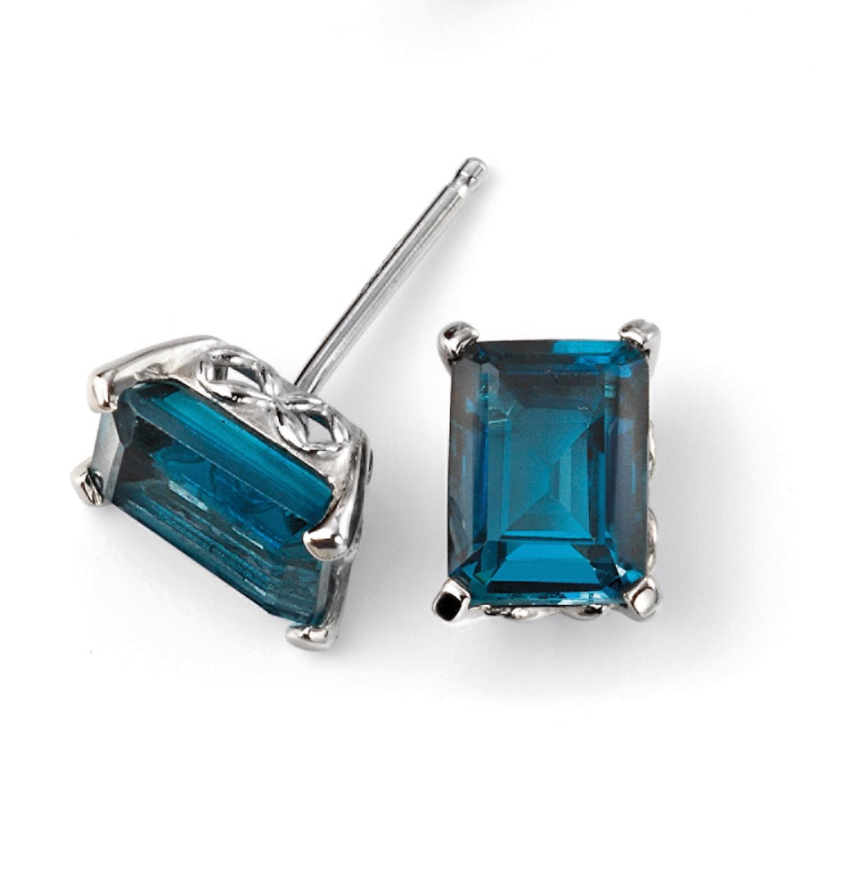 Rectangle London Blue Topaz Earrings