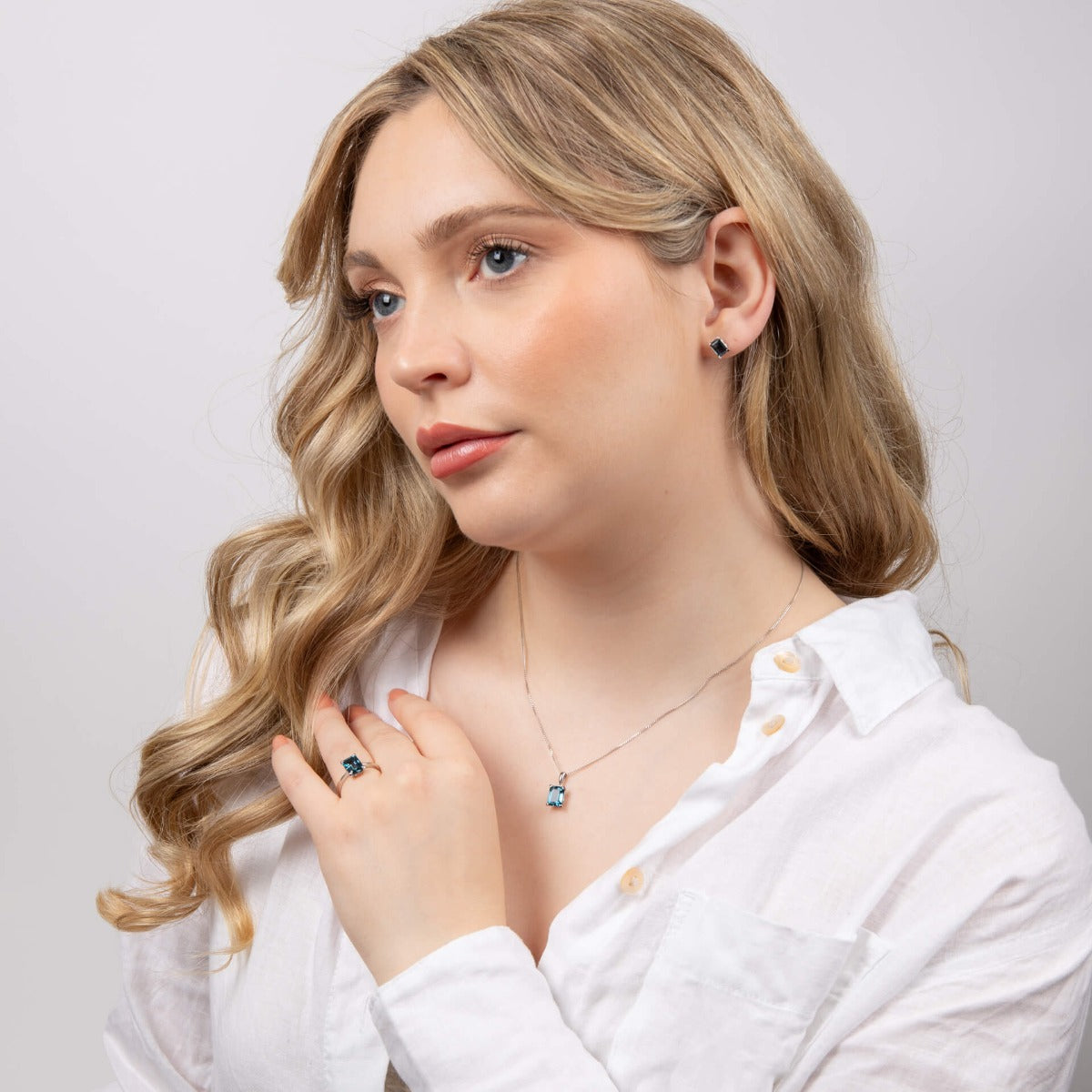 Rectangle London Blue Topaz Pendant
