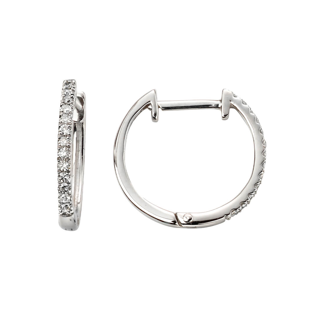 Huggie Hoop Earrings with Pave Diamonds