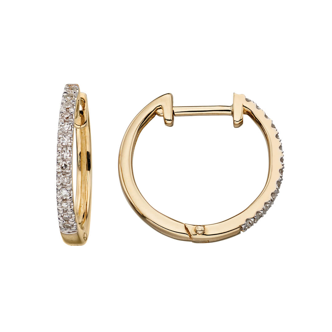 Huggie Hoop Earrings with Pave Diamonds