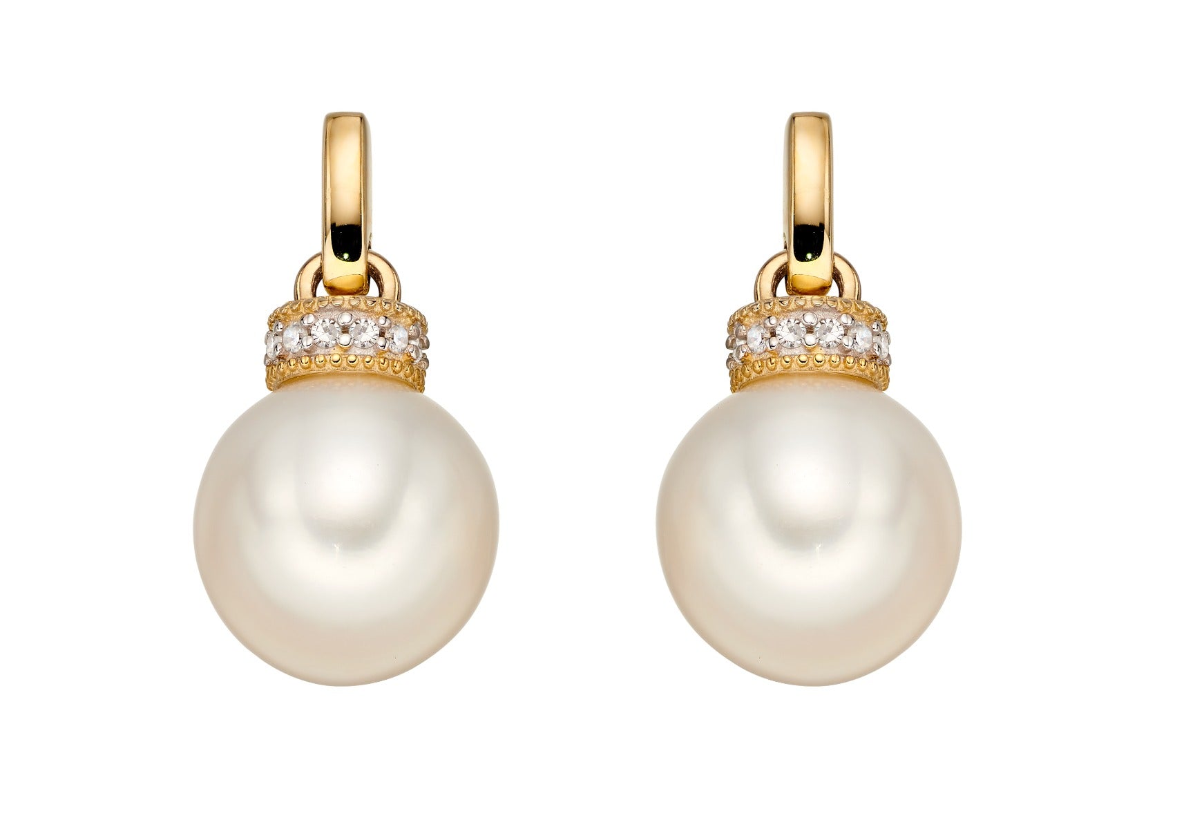 Freshwater Pearl Earrings with Diamond Set Top