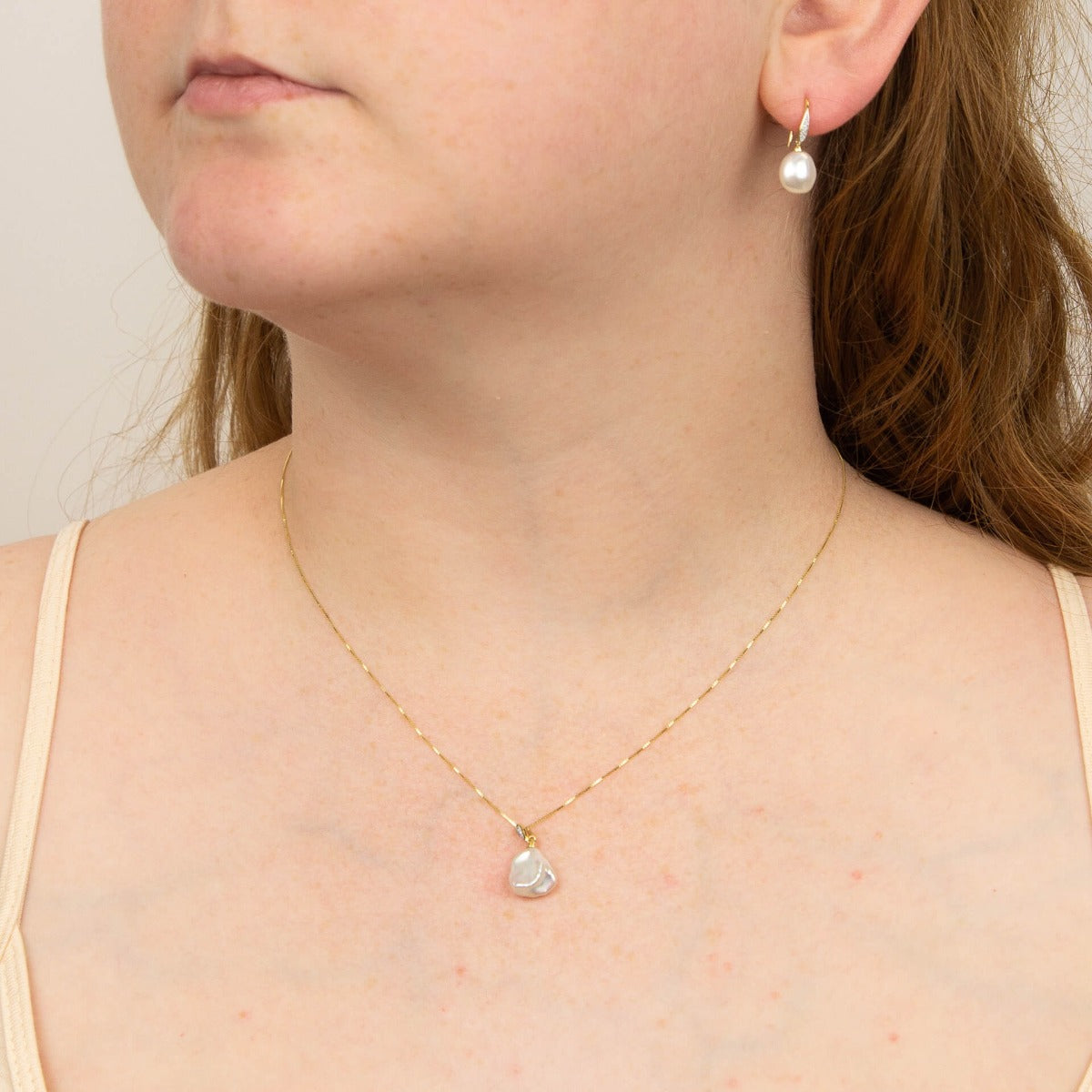 Keshi Pearl Pendant with Diamond Bale