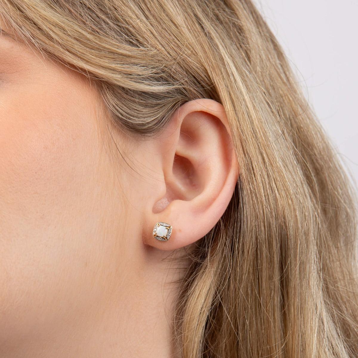 Semi-Precious Earrings with Diamond Surround