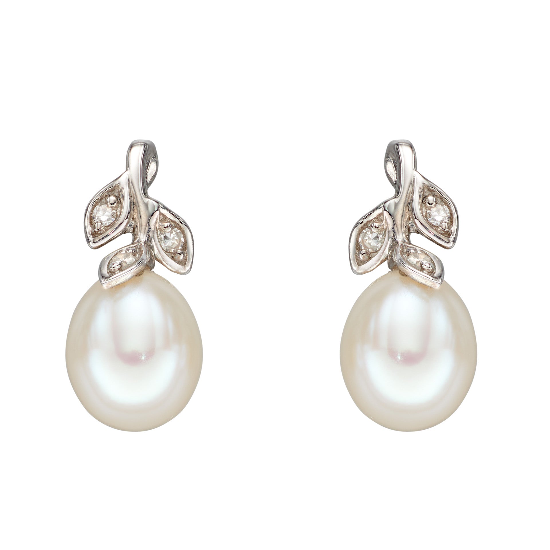 Pearl and Diamond Vine Earrings
