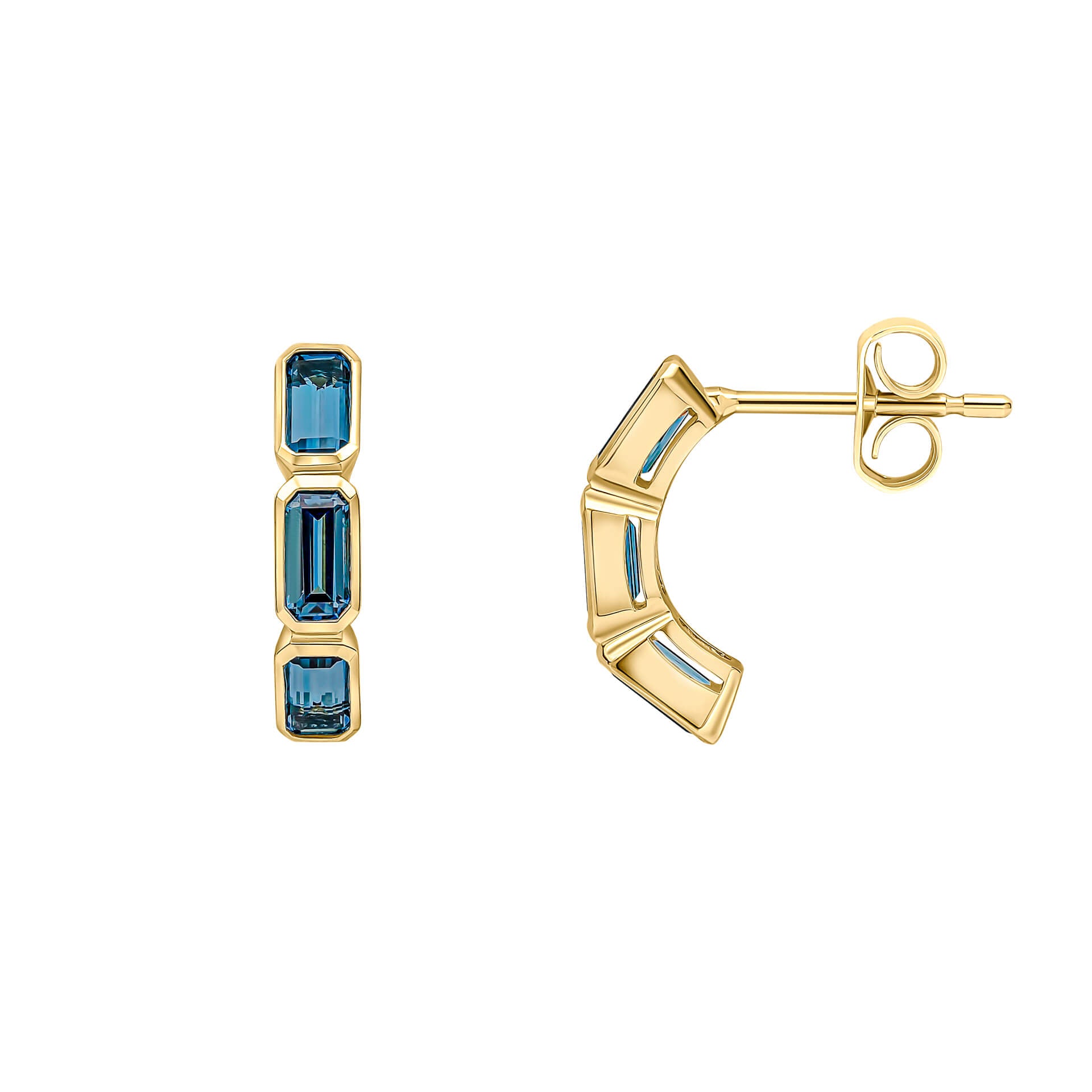 Elongated Topaz Half Hoop Earrings