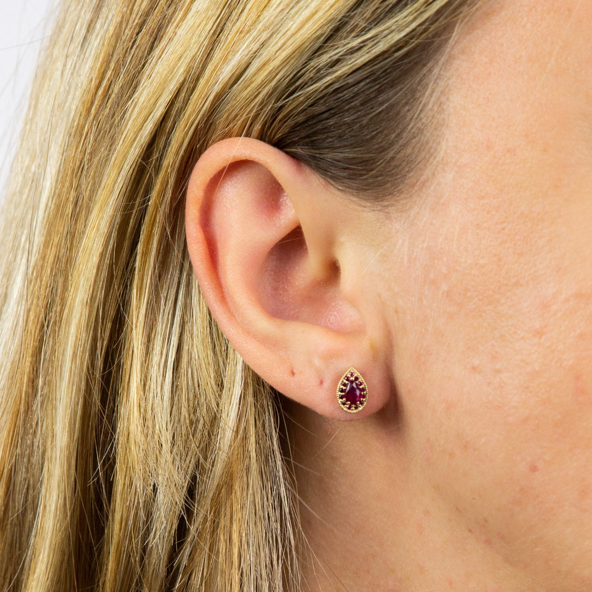 Teardrop Earrings with Precious Stone