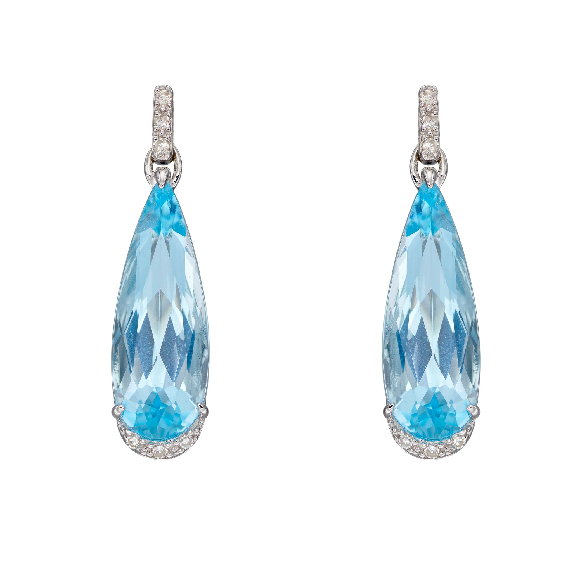 Elongated Semi-Precious Teardrop Earrings with Diamond