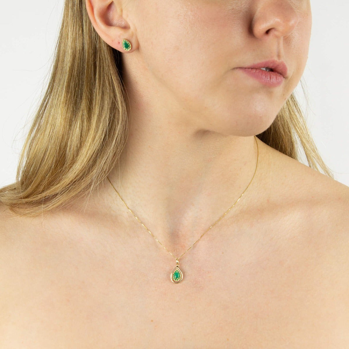 Teardrop Earrings with Precious Stone