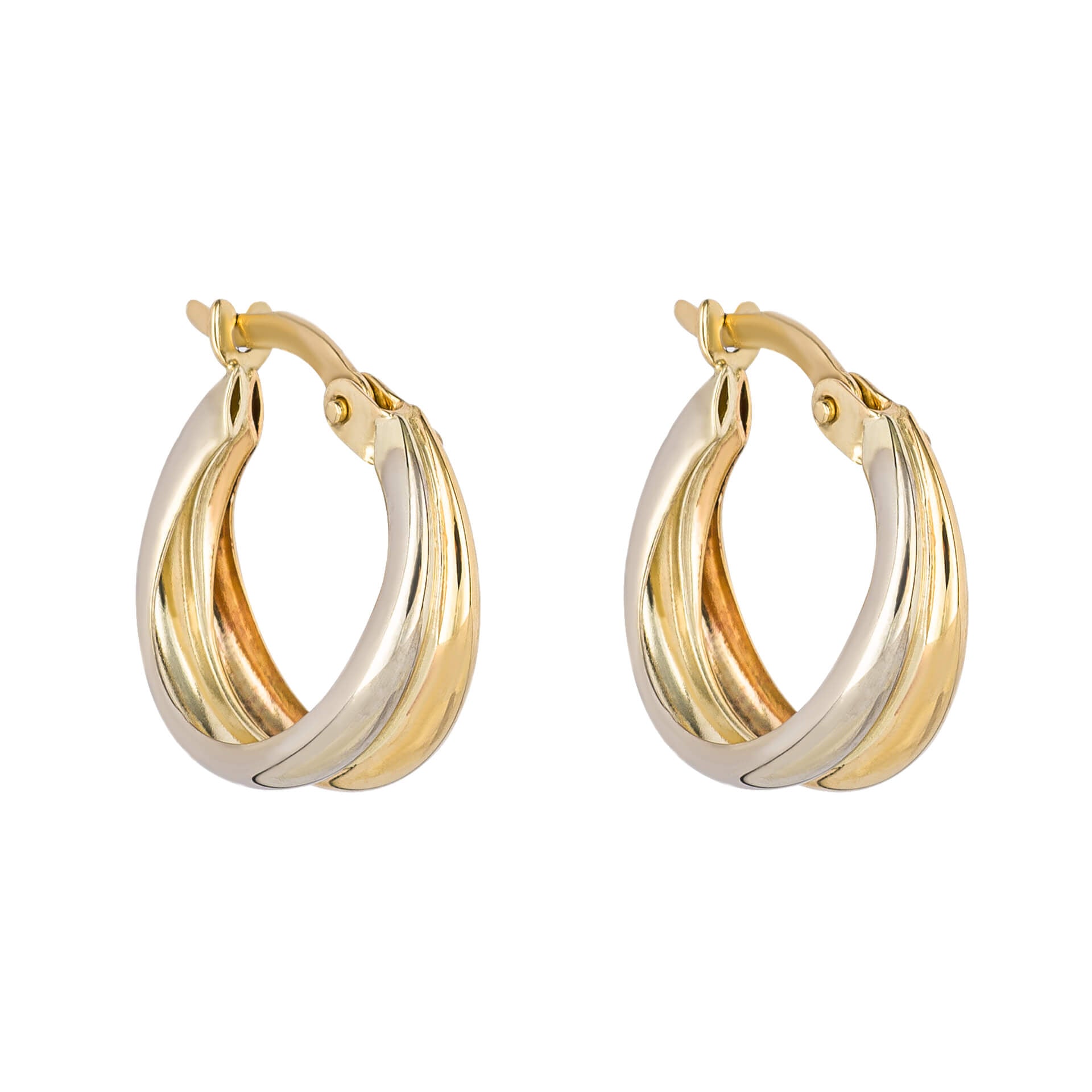 Double Row Hoop Earrings in Mixed Metal