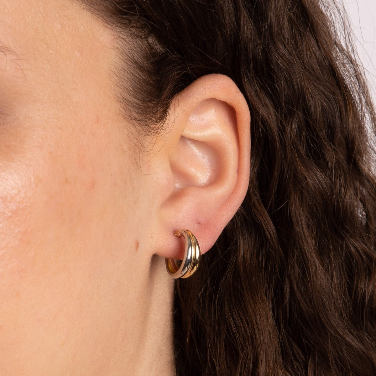Double Row Hoop Earrings in Mixed Metal