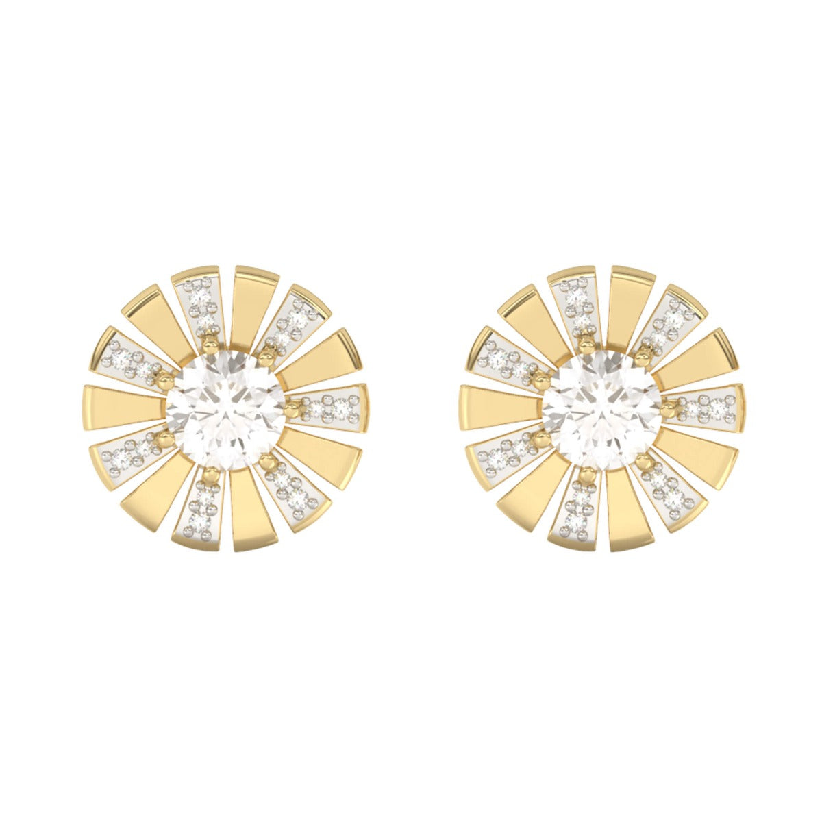 Sunray Earrings with White Topaz and Diamond
