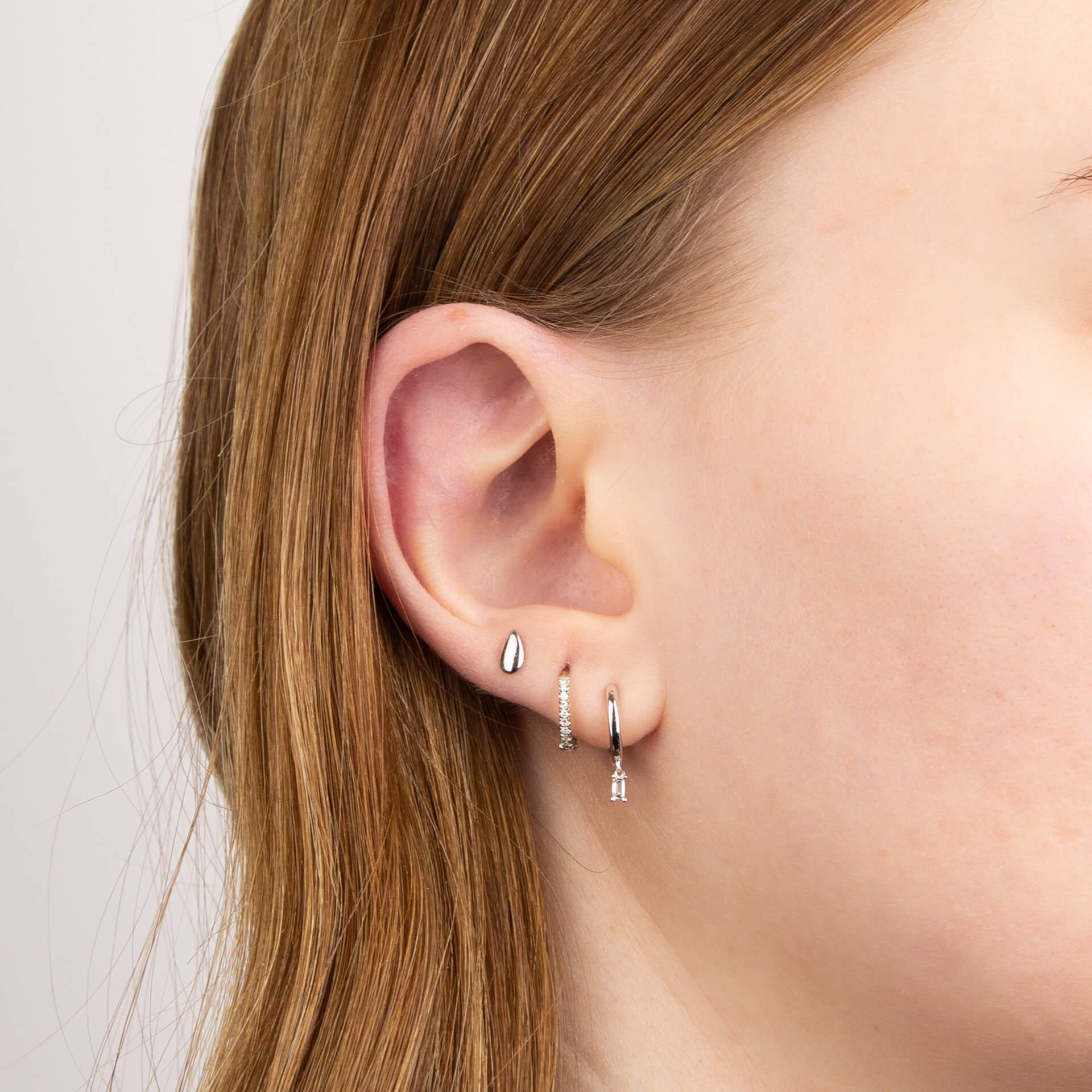 Hoop Earrings with Pave Diamonds