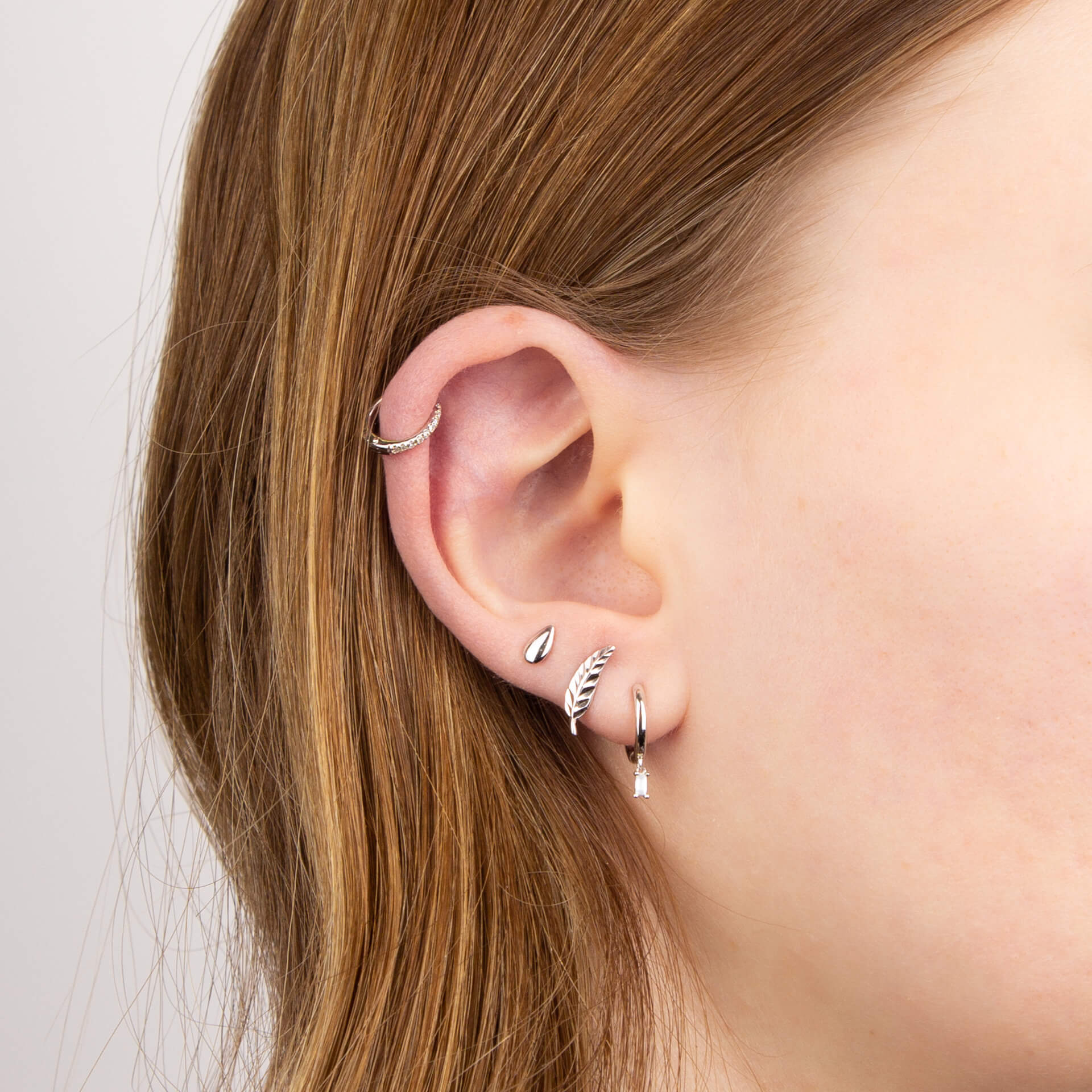 Hoop Earrings with Pave Diamonds