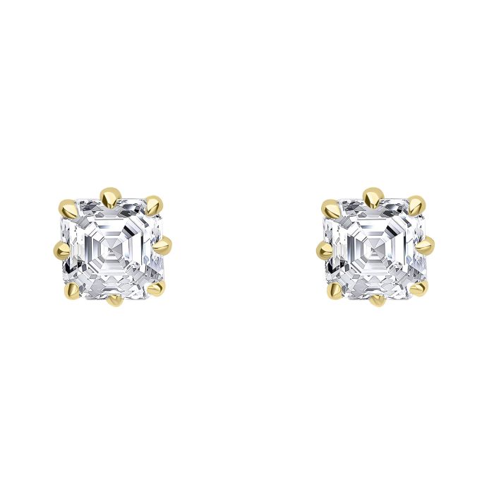Asscher Cut Solitaire Stud Earrings